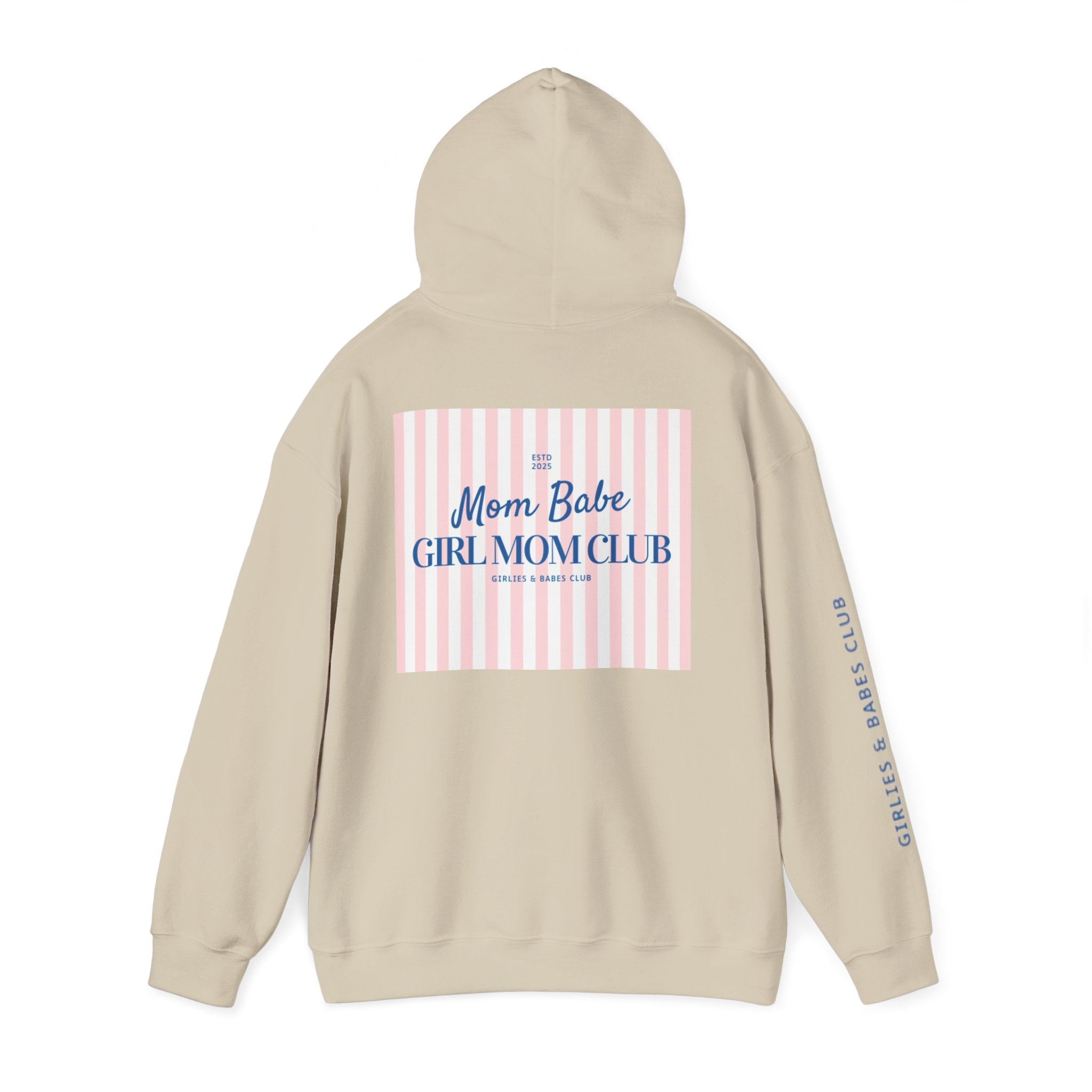 Mom Babe Girl Mom Club - Striped Graphic Hoodie