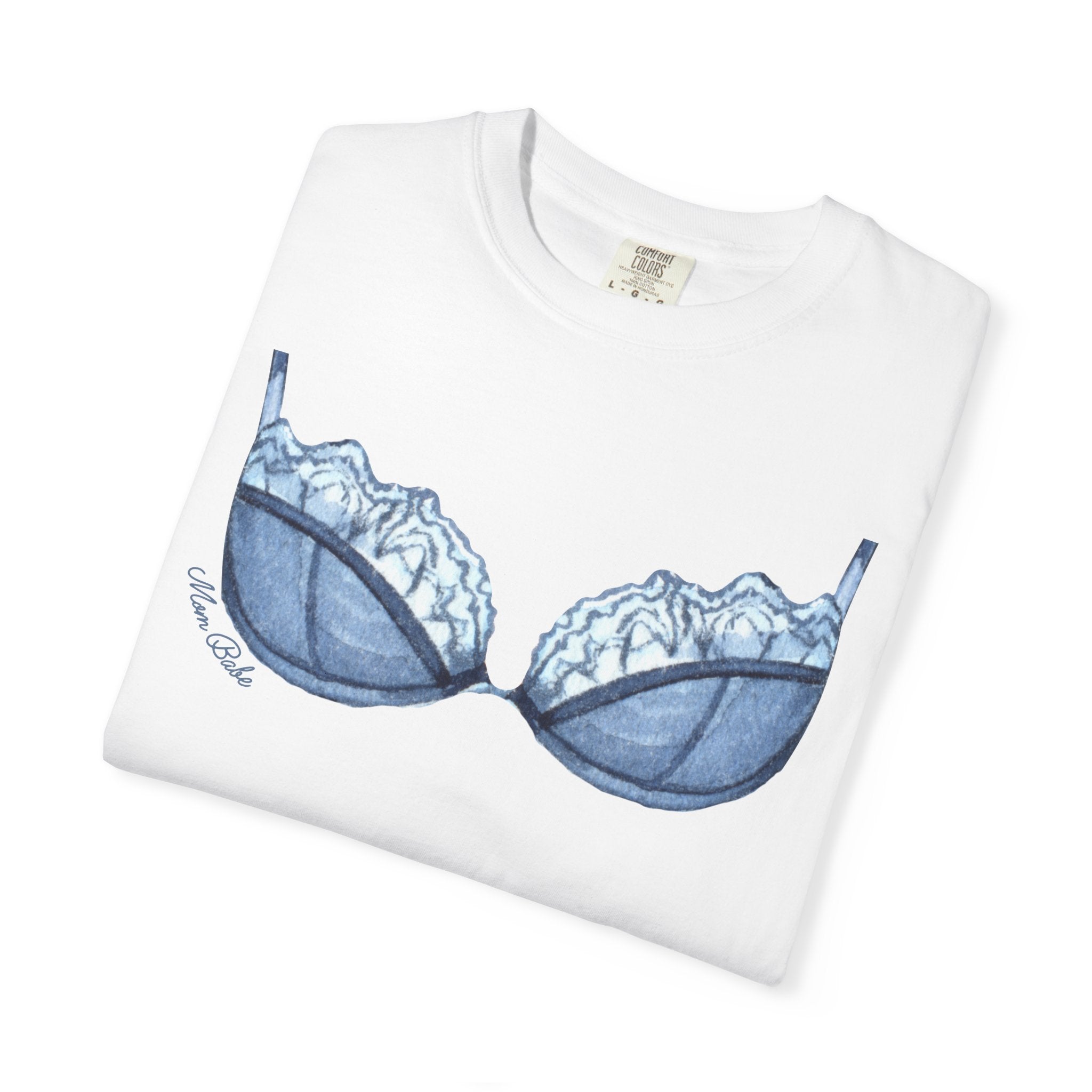 MILF Mom Babe - Lace Bra Tee Blue