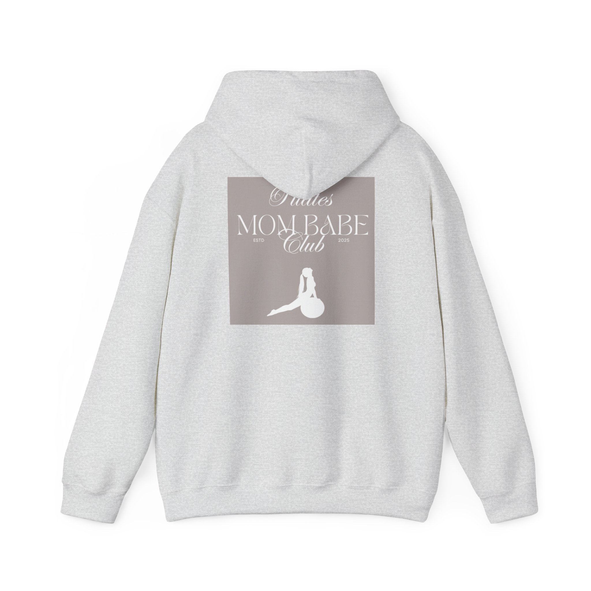 Pilates Mom Babe Club — Workout Graphic Hoodie (White Print)