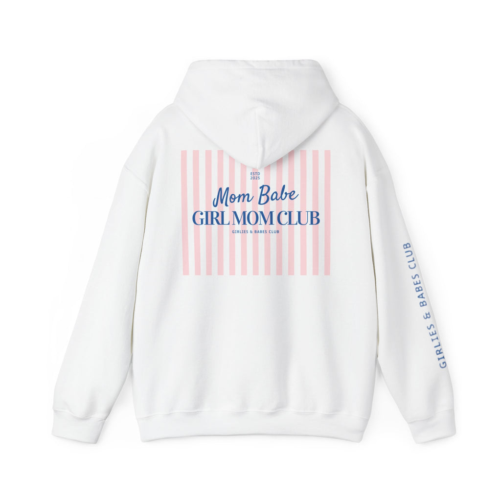 Mom Babe Girl Mom Club - Striped Graphic Hoodie