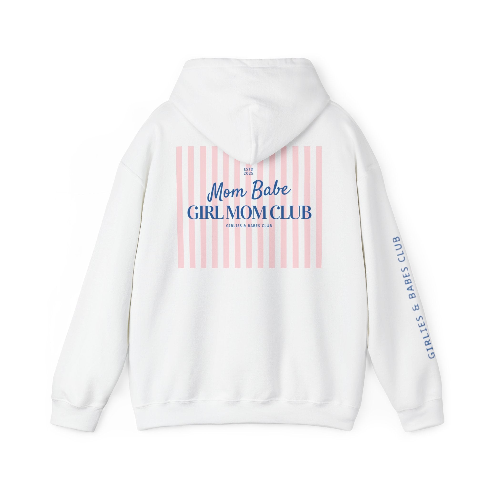 Mom Babe Girl Mom Club - Striped Graphic Hoodie