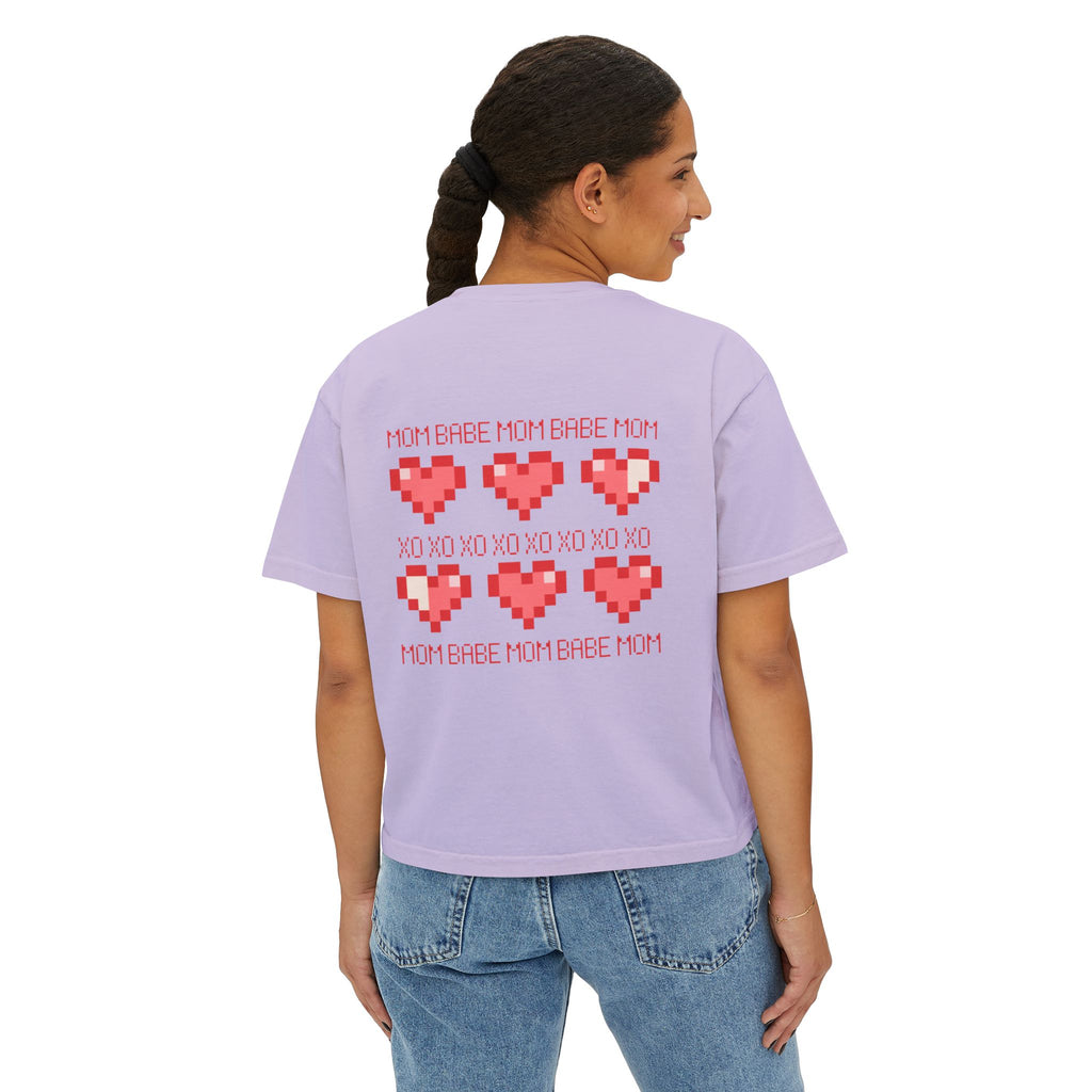 Mom Babe XOXO - Pixel Heart Graphic Tee