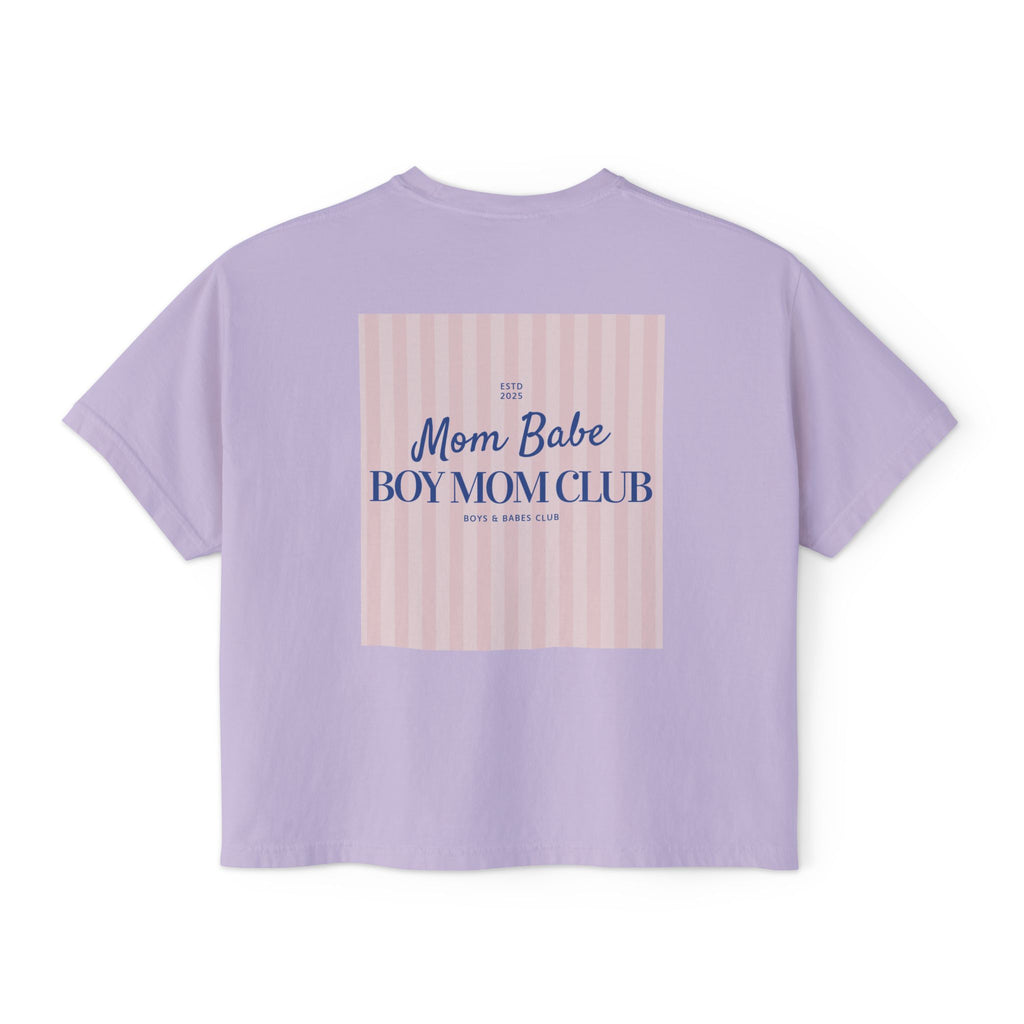 Mom Babe Boy Mom Club - Striped Graphic Tee