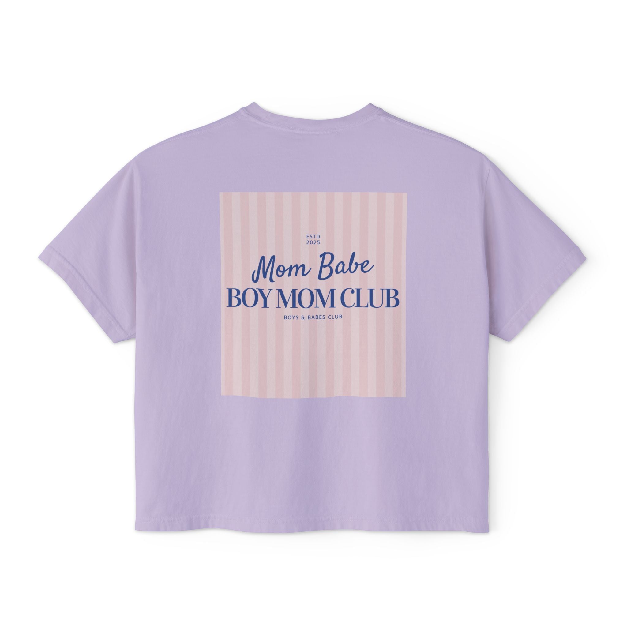 Mom Babe Boy Mom Club - Striped Graphic Tee