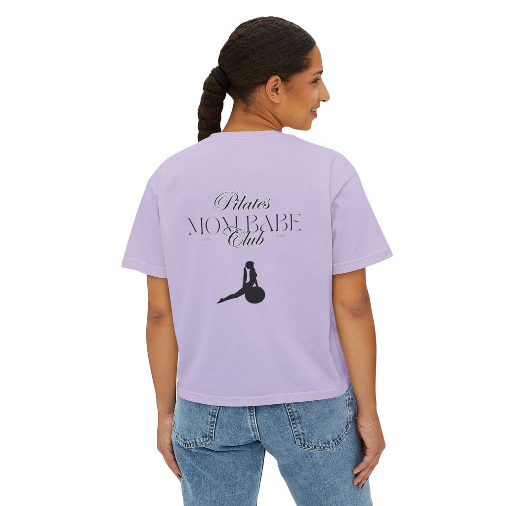 Pilates Mom Babe Club — Workout Graphic Tee (Black Print)