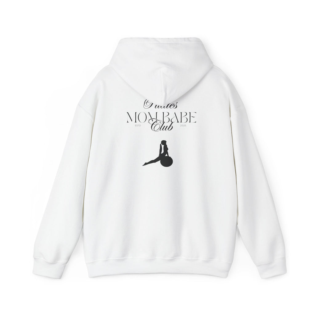 Pilates Mom Babe Club — Workout Graphic Hoodie (Black Print)