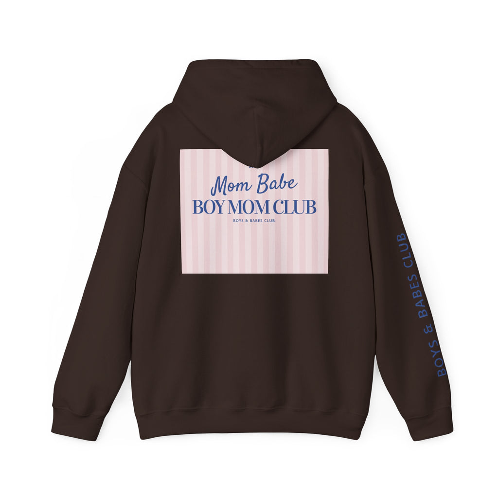 Mom Babe Boy Mom Club - Striped Graphic Hoodie