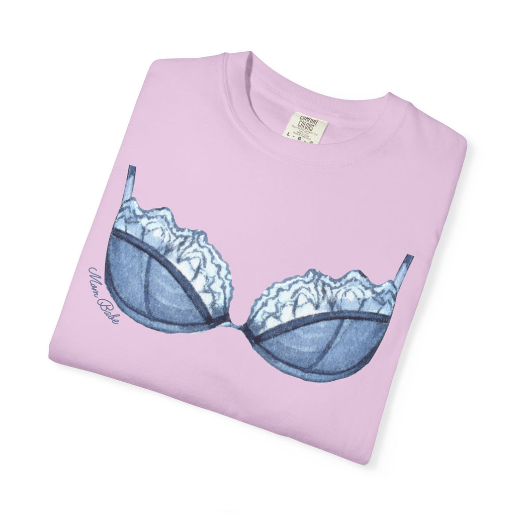 MILF Mom Babe - Lace Bra Tee Blue