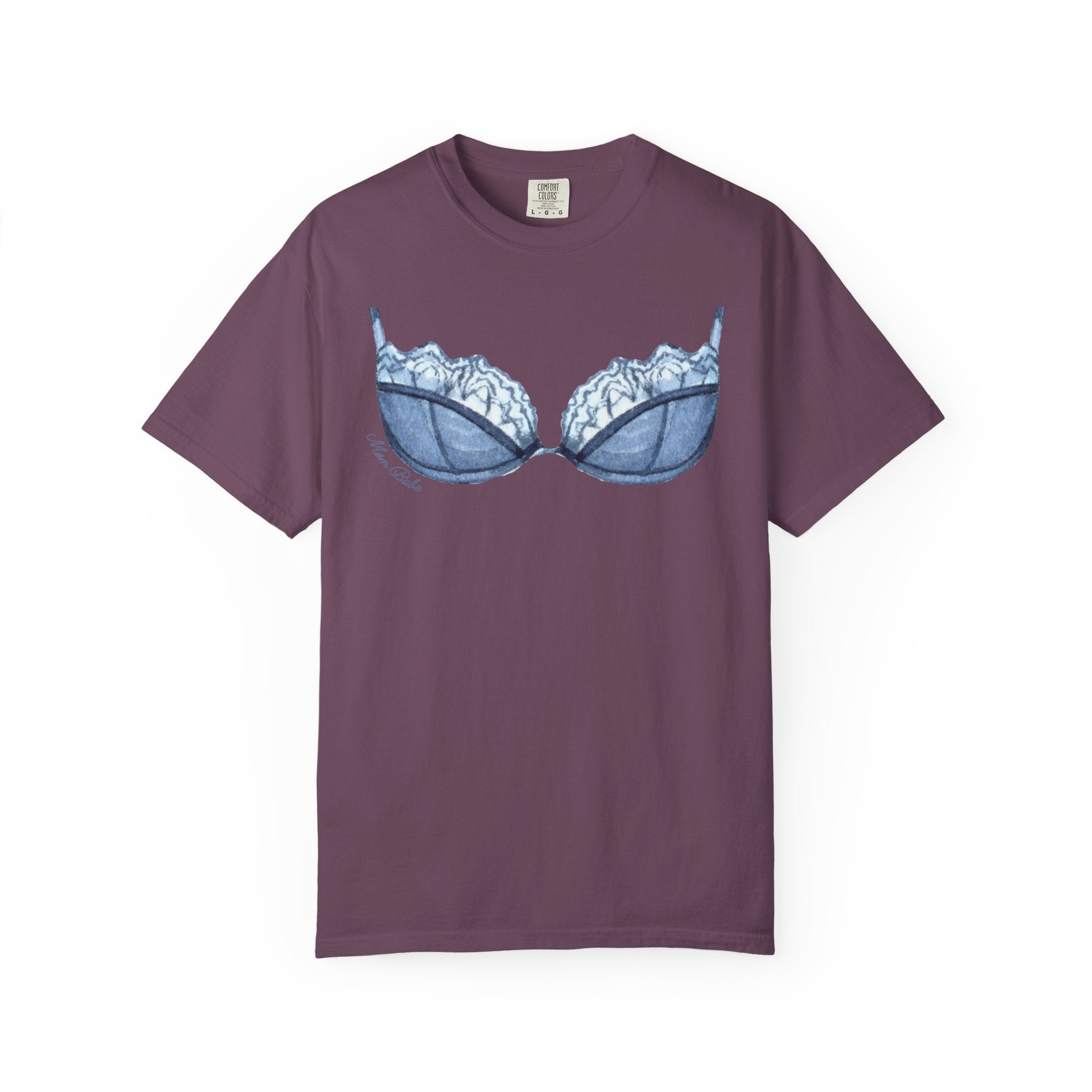 MILF Mom Babe - Lace Bra Tee Blue