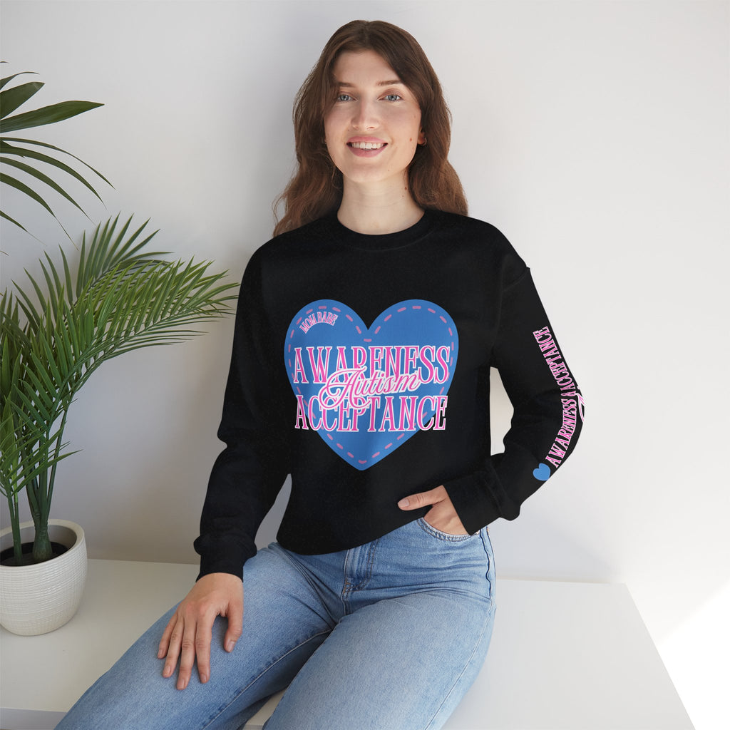 Autism Awareness and Acceptance — Stitched Heart Sweatshirt
