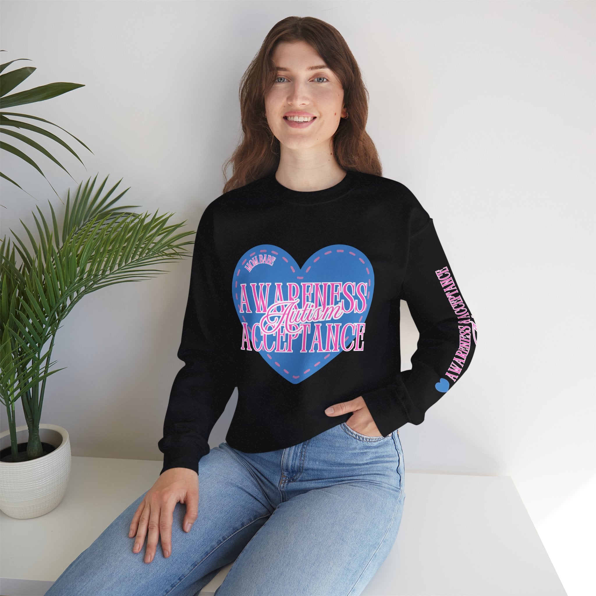 Autism Awareness and Acceptance — Stitched Heart Sweatshirt