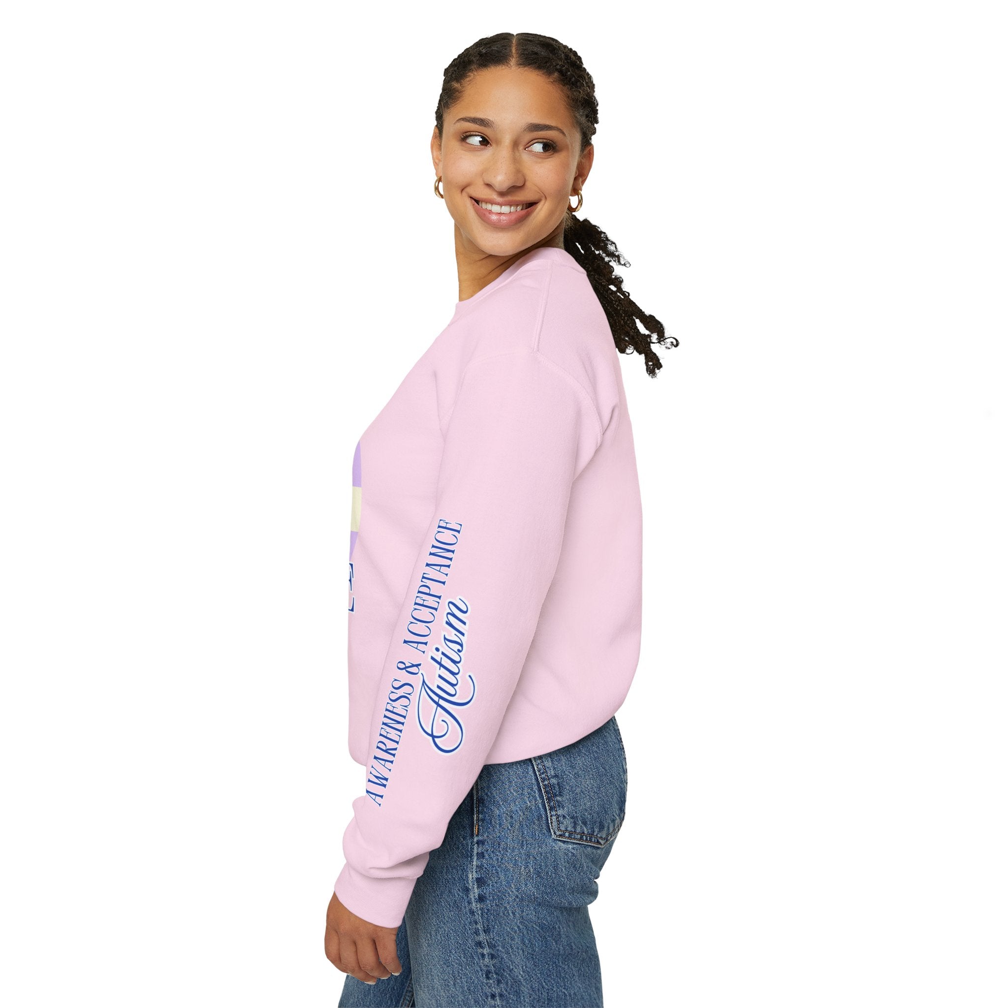 Autism Awareness and Acceptance — Checkered Heart Sweatshirt