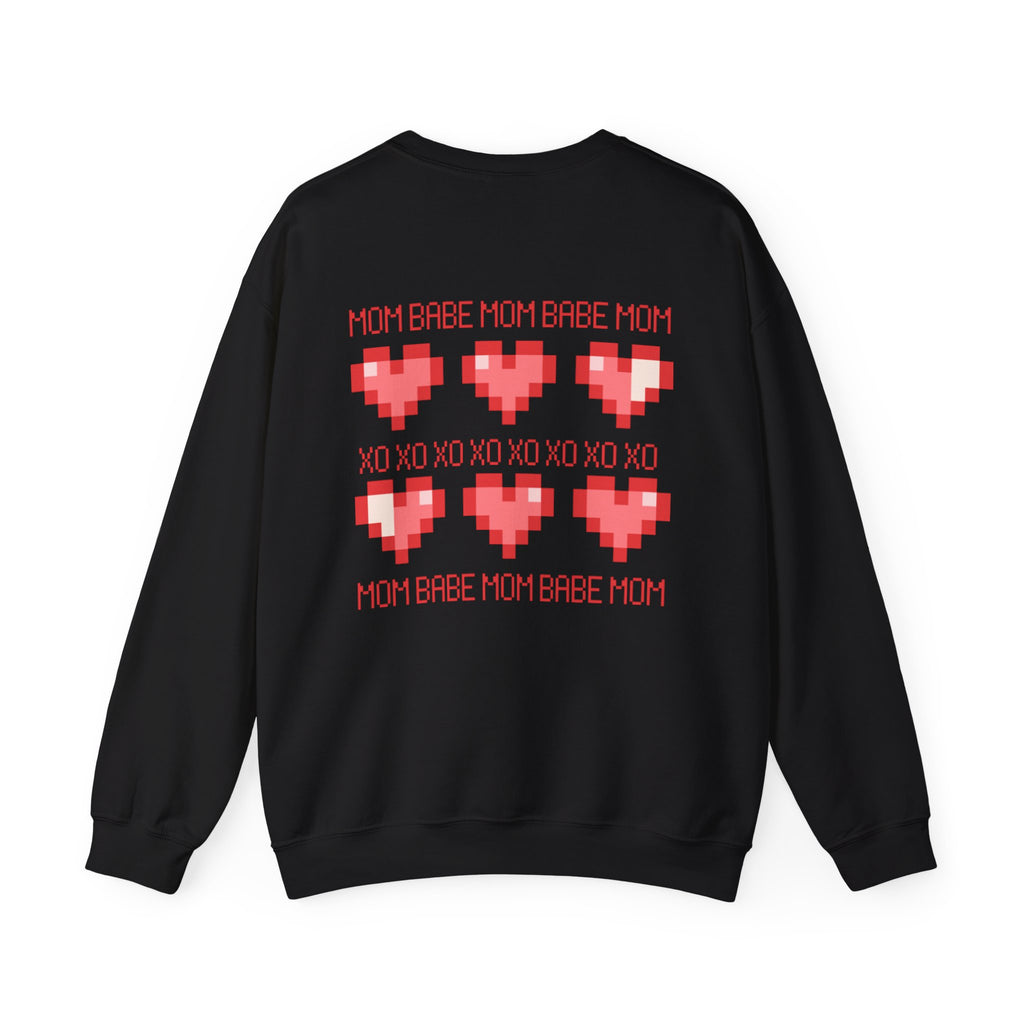 Mom Babe XOXO - Pixel Heart Graphic Sweatshirt