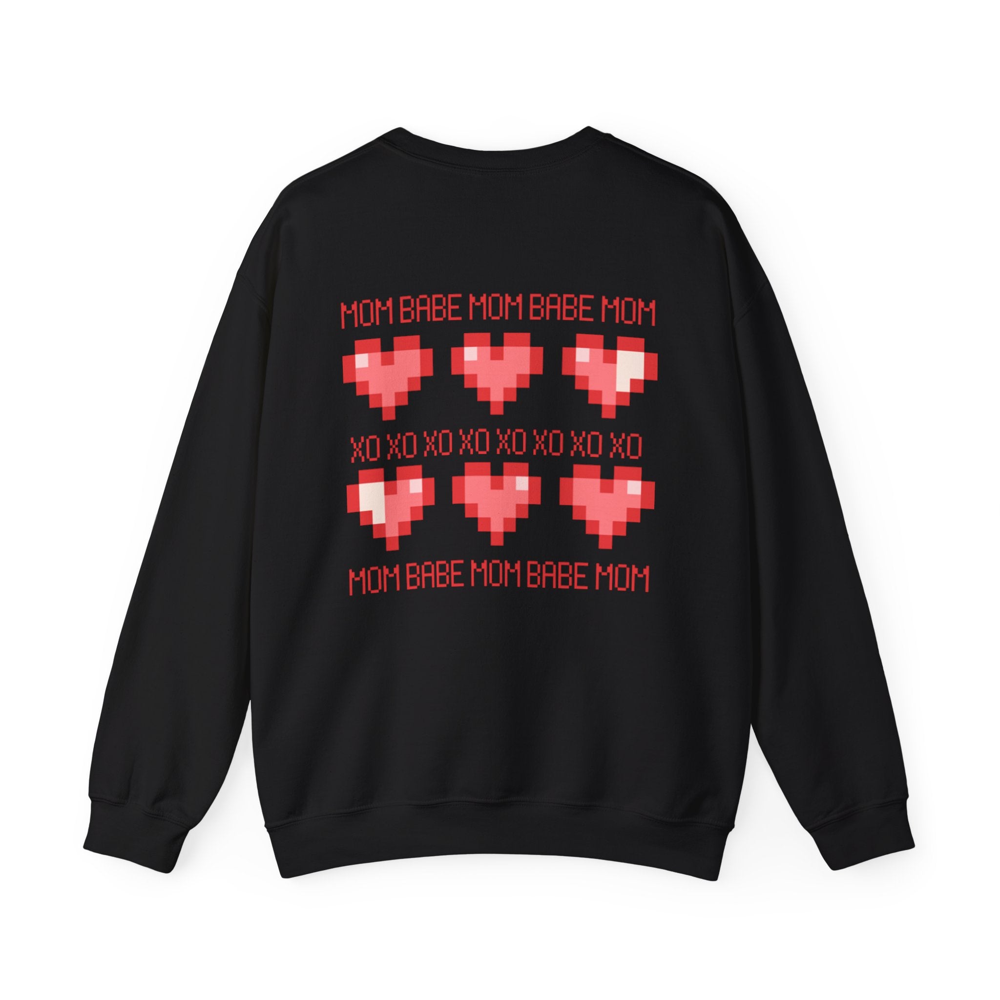 Mom Babe XOXO - Pixel Heart Graphic Sweatshirt