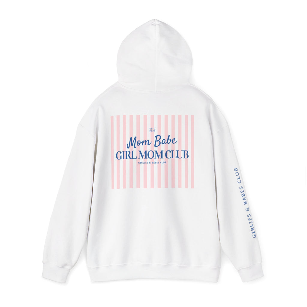 Mom Babe Girl Mom Club - Striped Graphic Hoodie
