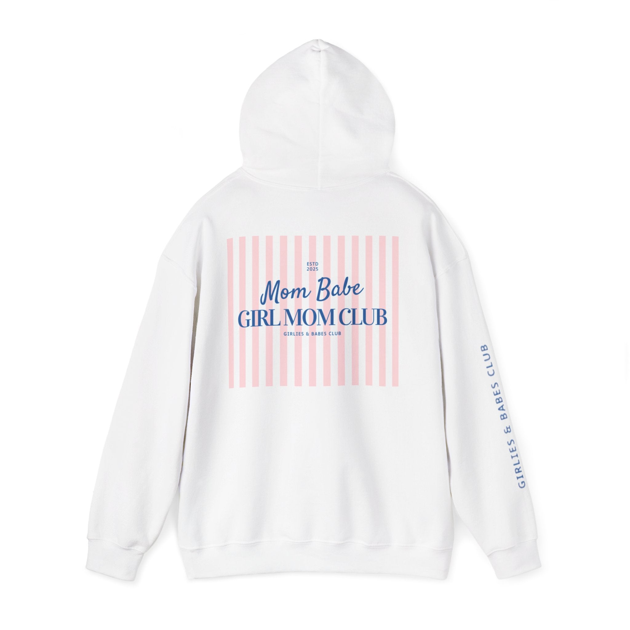 Mom Babe Girl Mom Club - Striped Graphic Hoodie