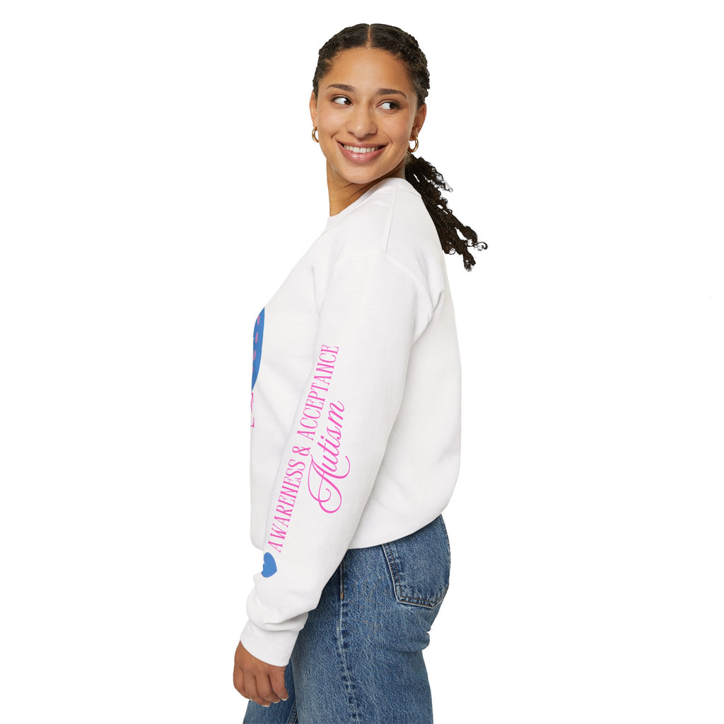 Autism Awareness and Acceptance — Stitched Heart Sweatshirt