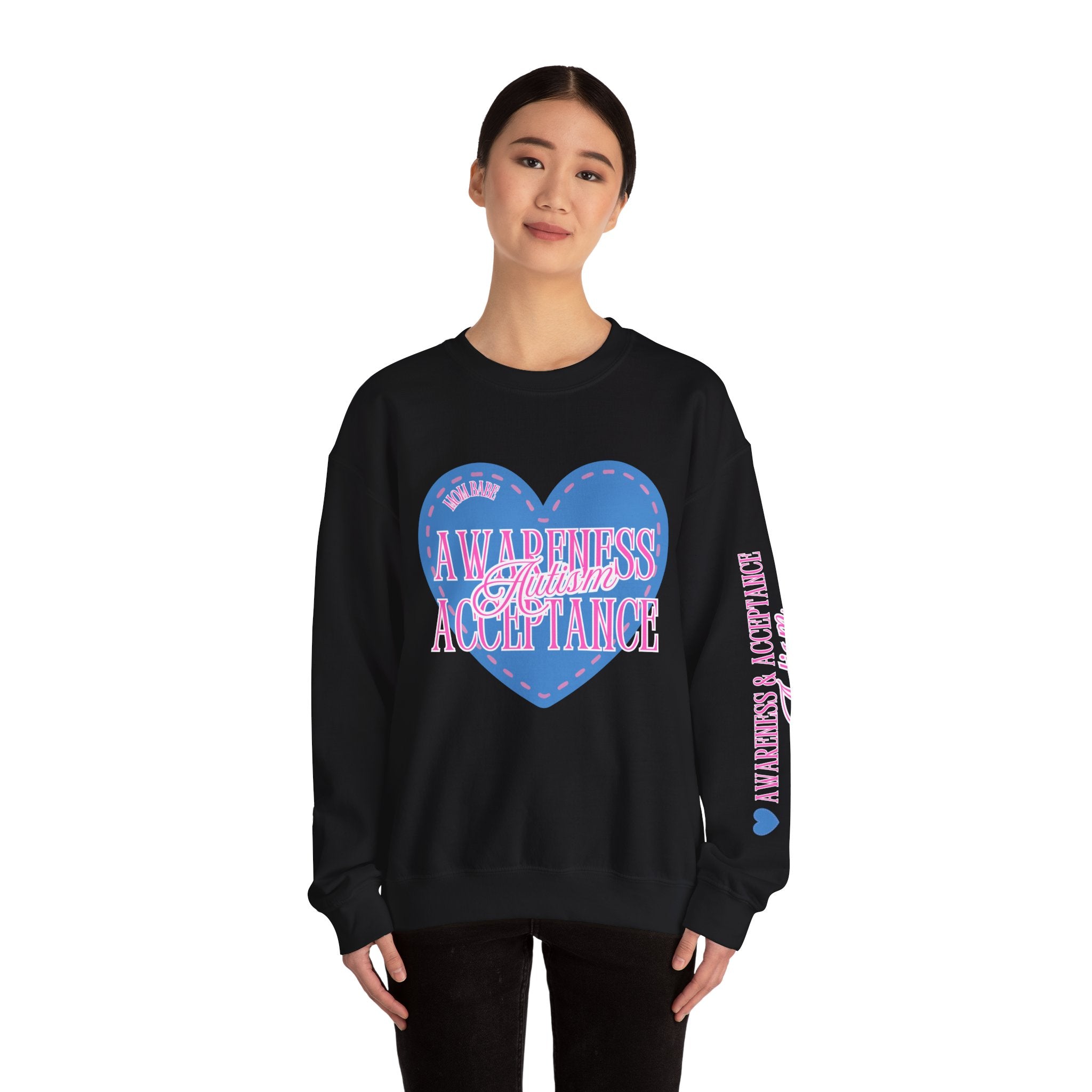 Autism Awareness and Acceptance — Stitched Heart Sweatshirt