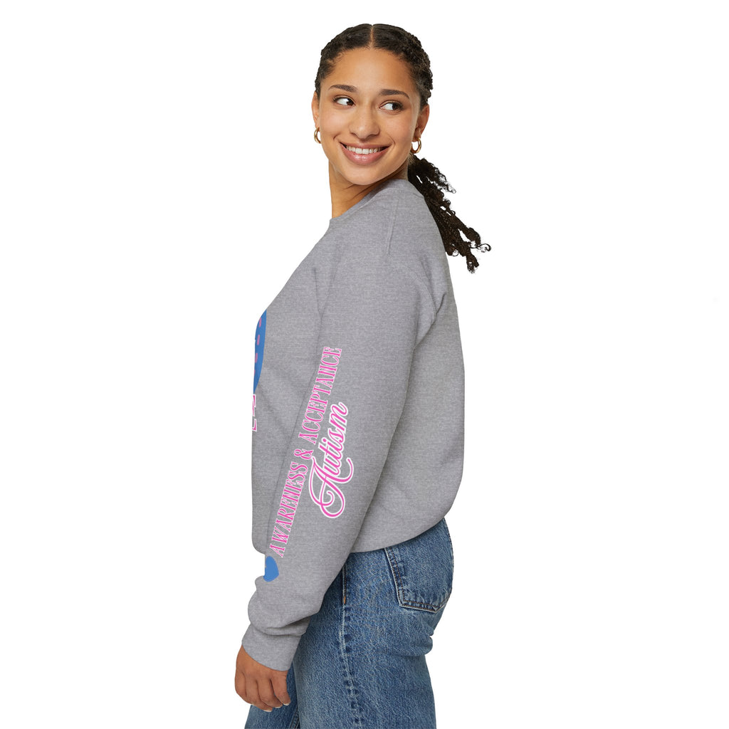 Autism Awareness and Acceptance — Stitched Heart Sweatshirt