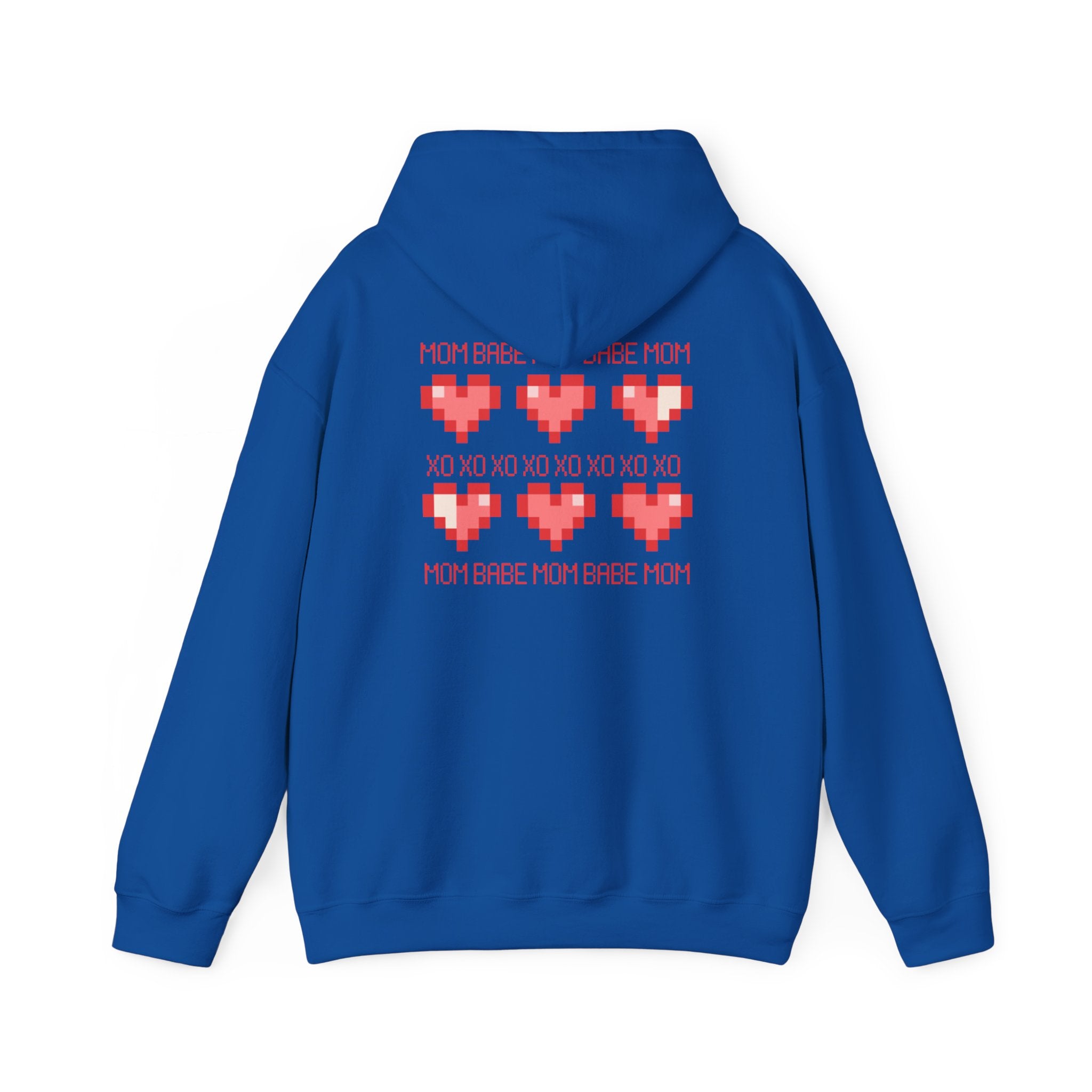 Mom Babe XOXO - Pixel Heart Graphic Hoodie