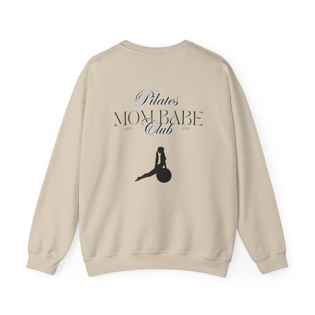 Pilates Mom Babe Club — Workout Graphic Sweatshirt (Black Print)