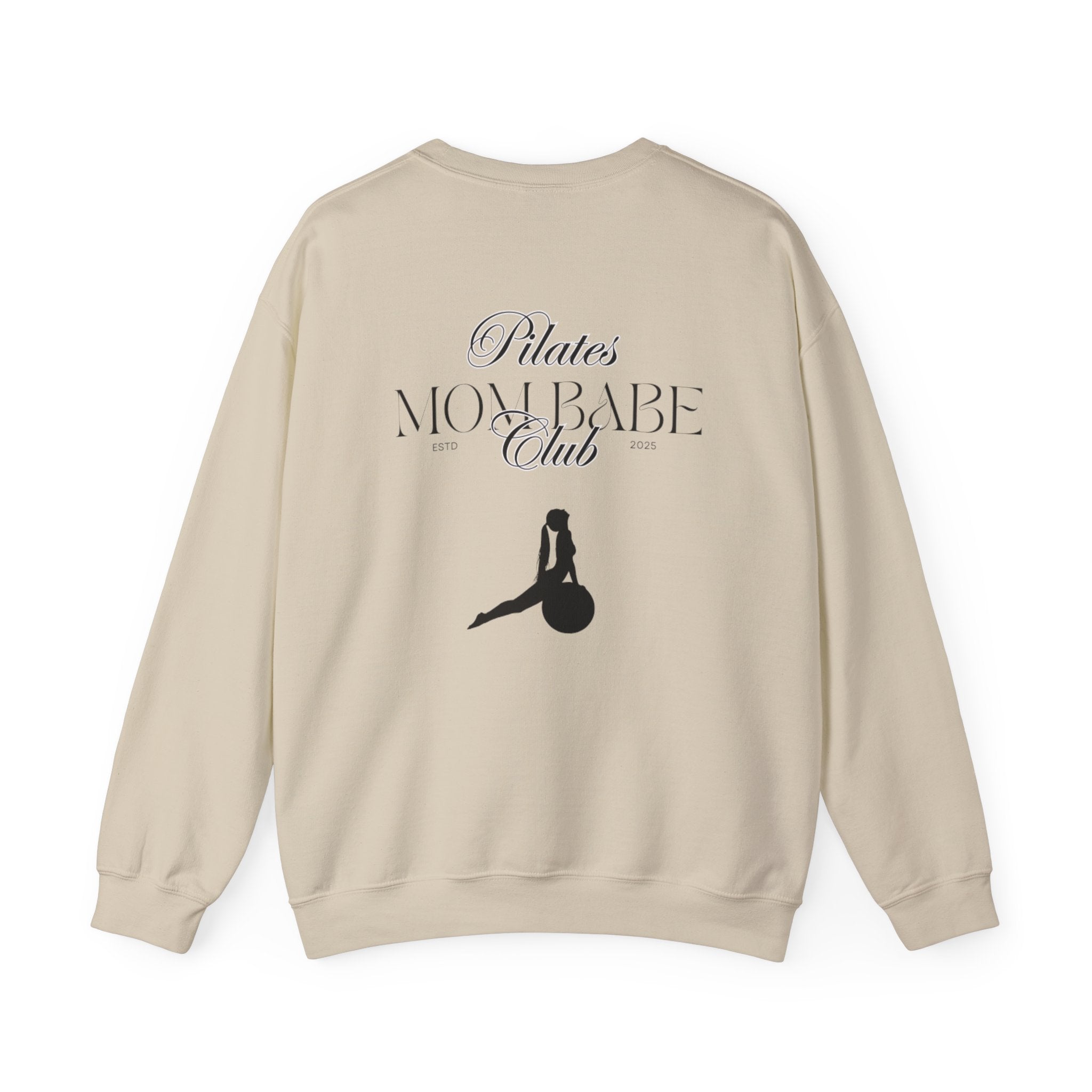Pilates Mom Babe Club — Workout Graphic Sweatshirt (Black Print)
