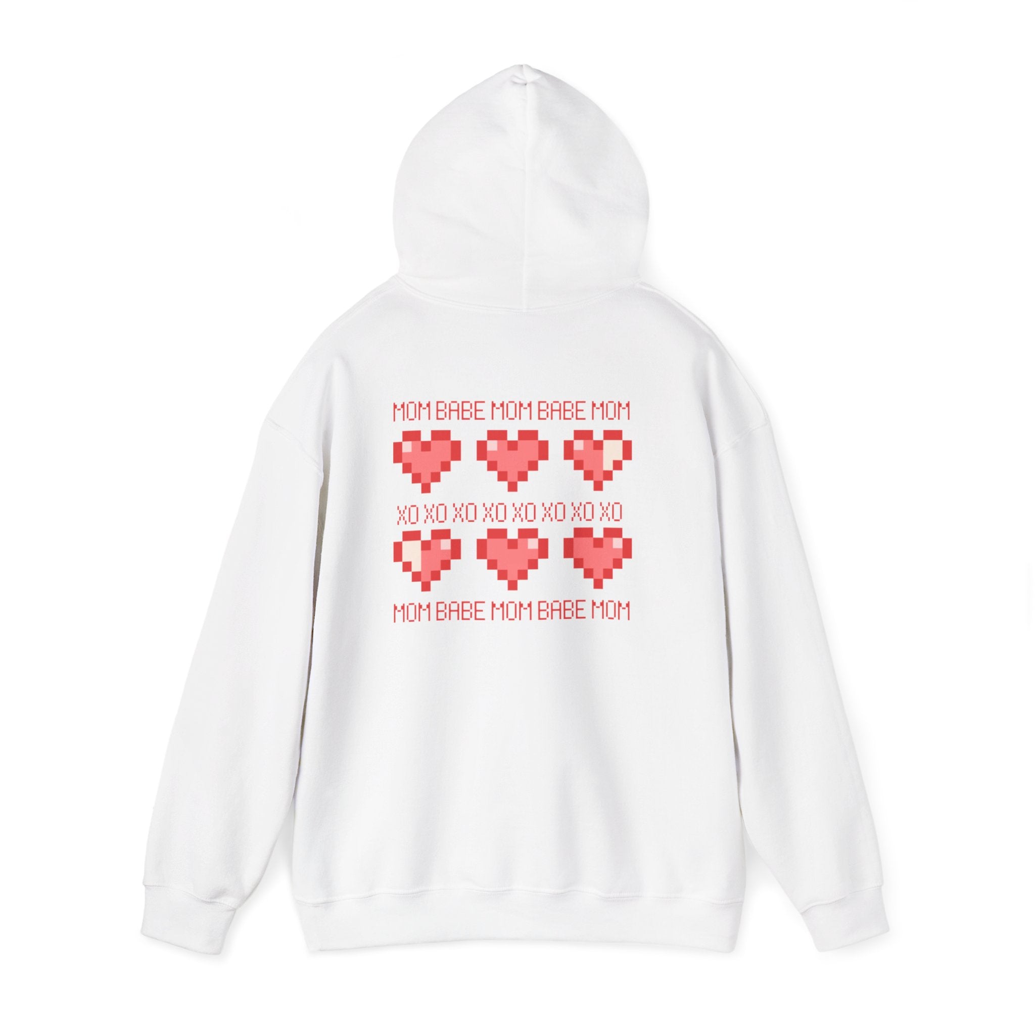Mom Babe XOXO - Pixel Heart Graphic Hoodie