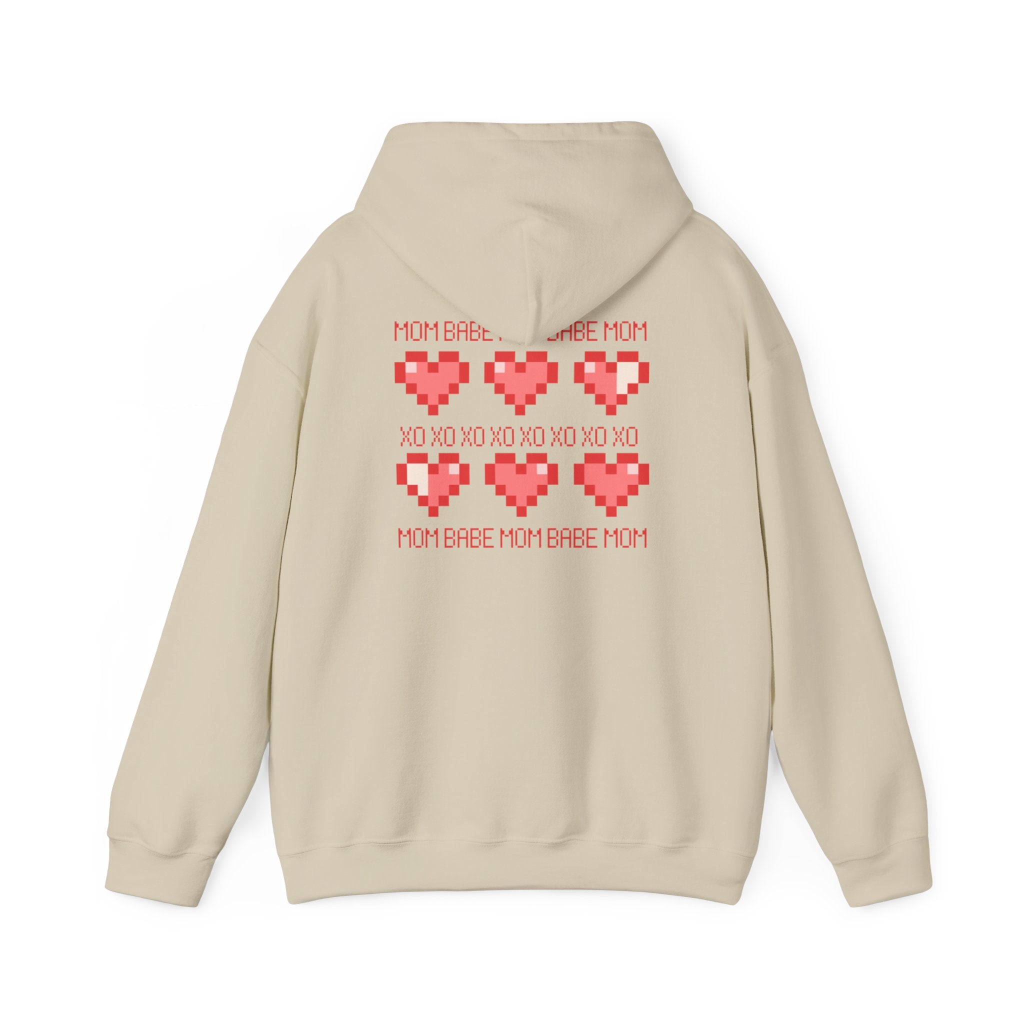 Mom Babe XOXO - Pixel Heart Graphic Hoodie