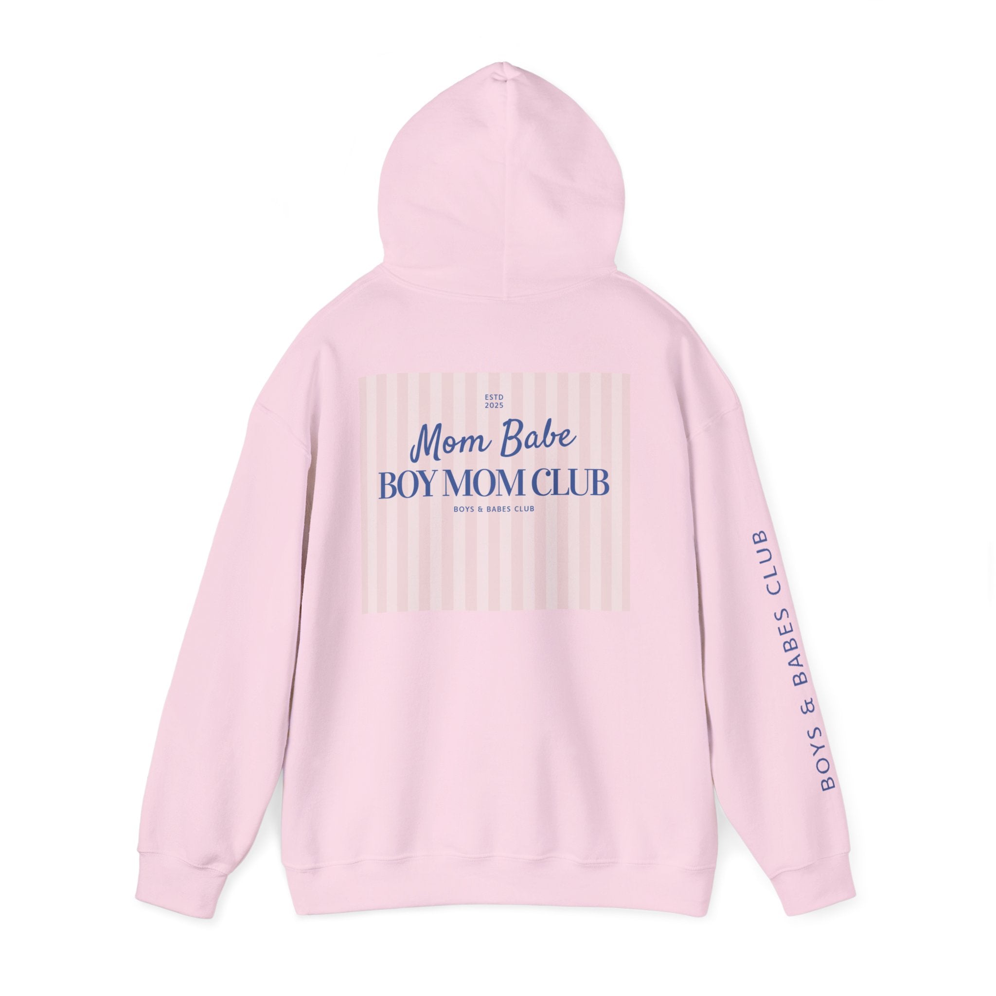 Mom Babe Boy Mom Club - Striped Graphic Hoodie