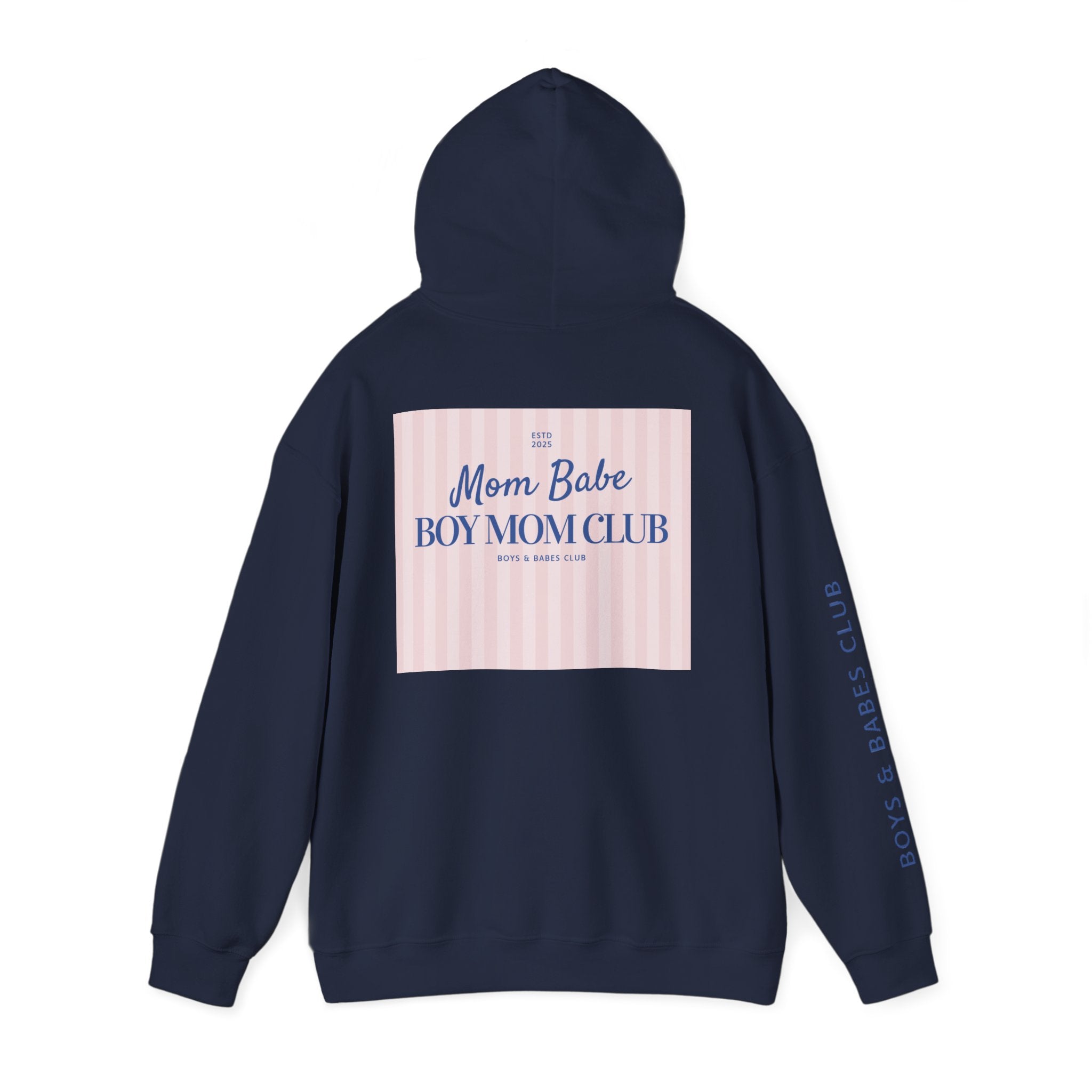 Mom Babe Boy Mom Club - Striped Graphic Hoodie
