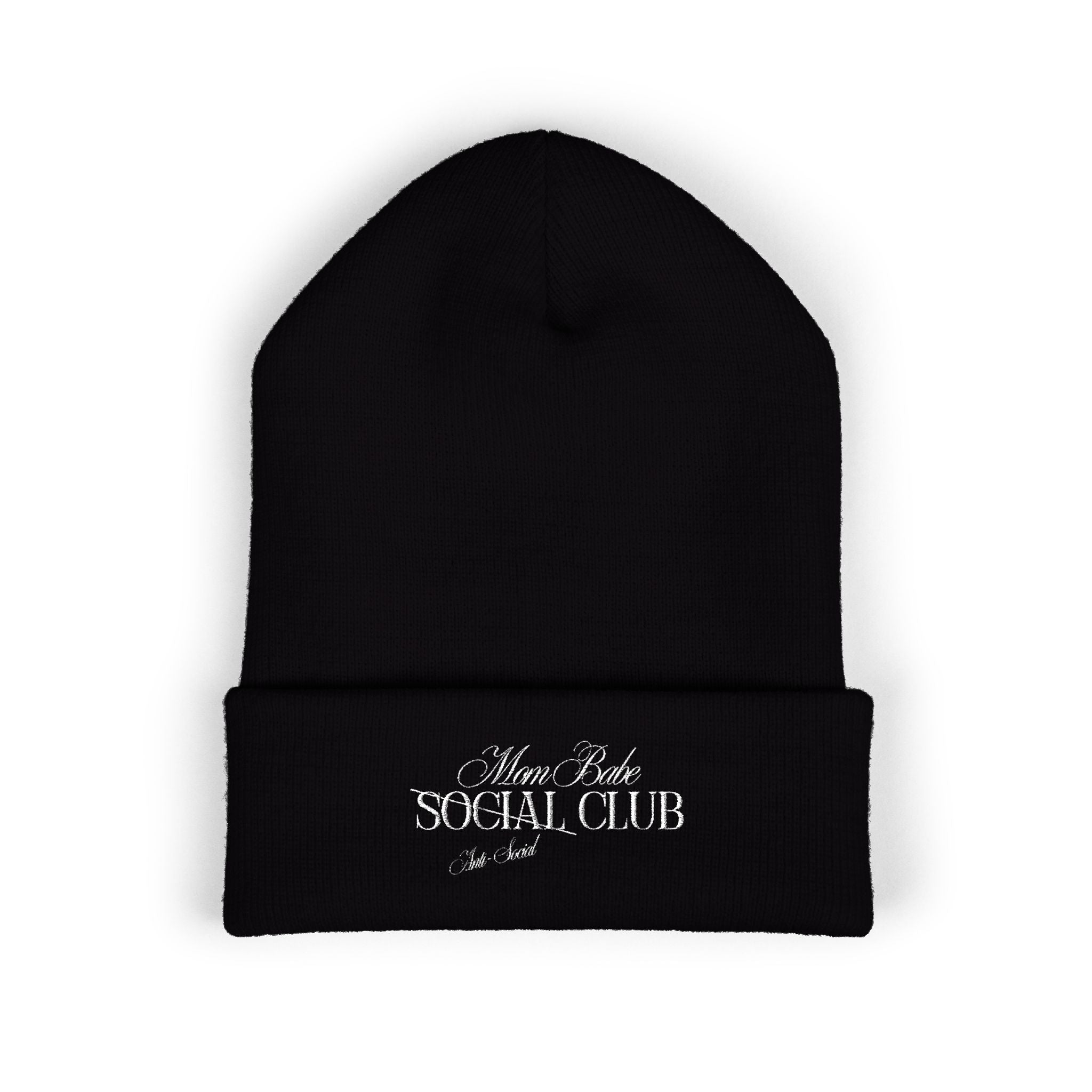 Mom Babe Anti-Social Club Beanie - White Embroidery