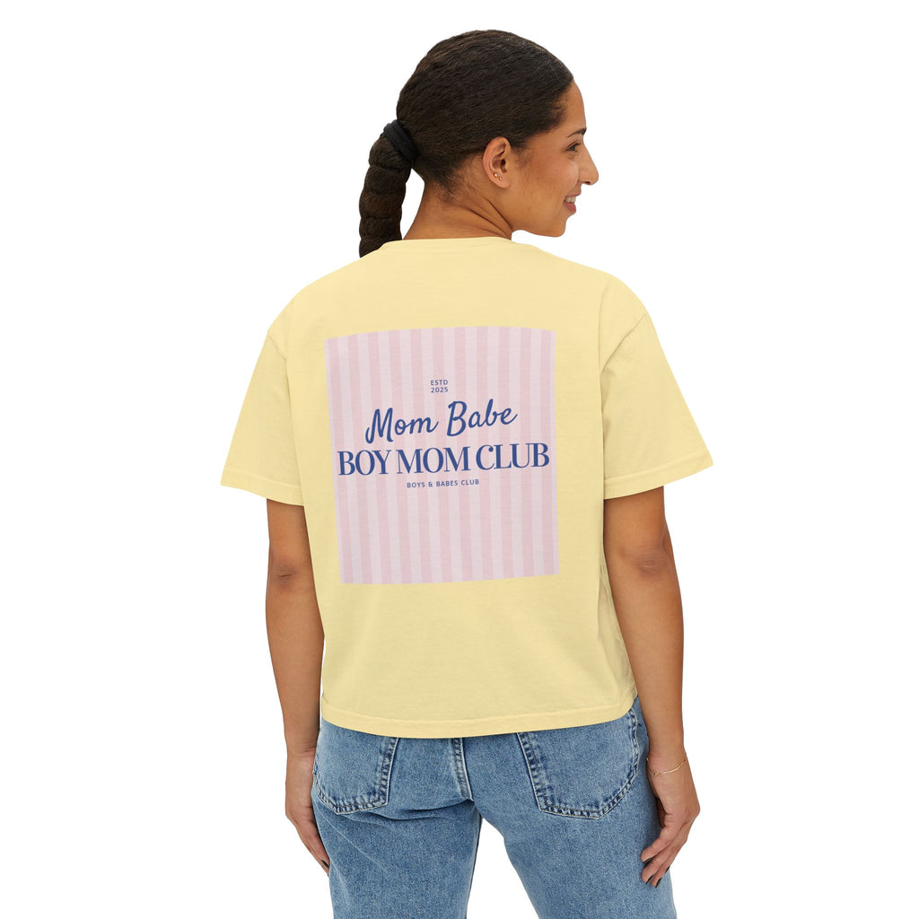 Mom Babe Boy Mom Club - Striped Graphic Tee