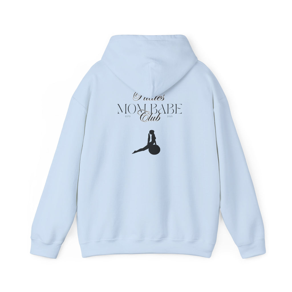 Pilates Mom Babe Club — Workout Graphic Hoodie (Black Print)
