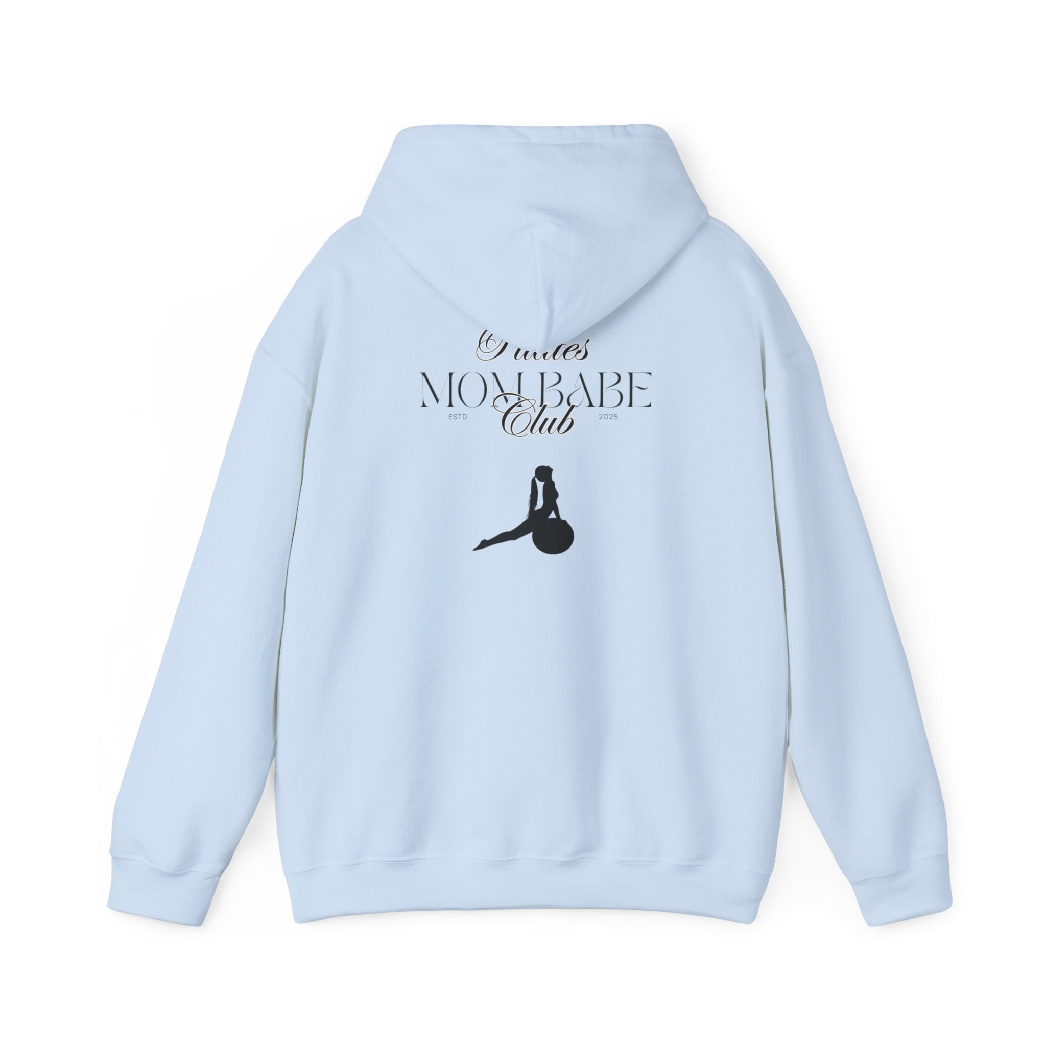 Pilates Mom Babe Club — Workout Graphic Hoodie (Black Print)