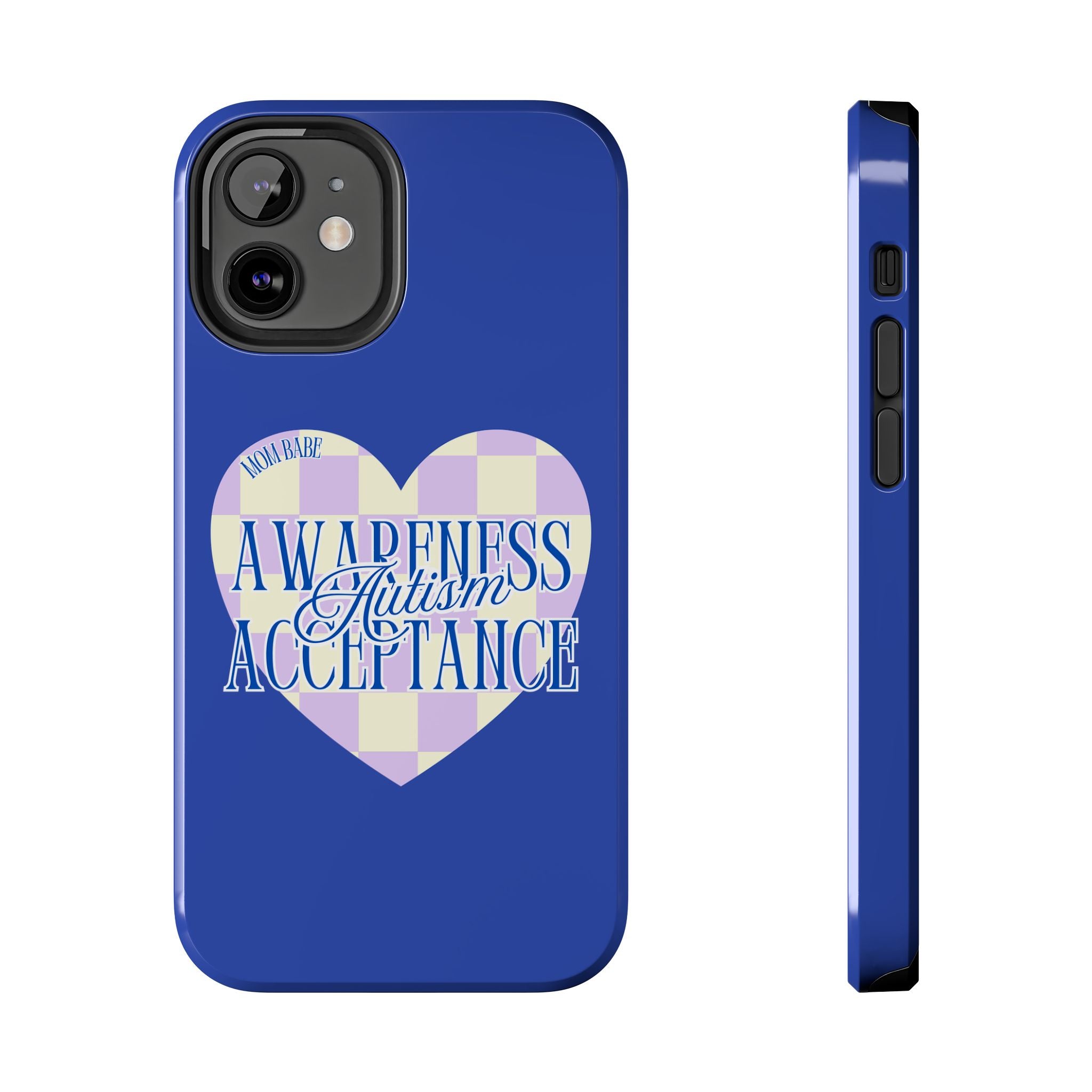Autism Awareness and Acceptance — Checkered Heart Phone Case