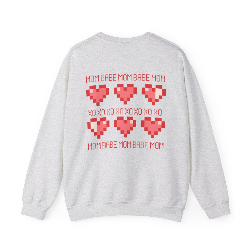 Mom Babe XOXO - Pixel Heart Graphic Sweatshirt