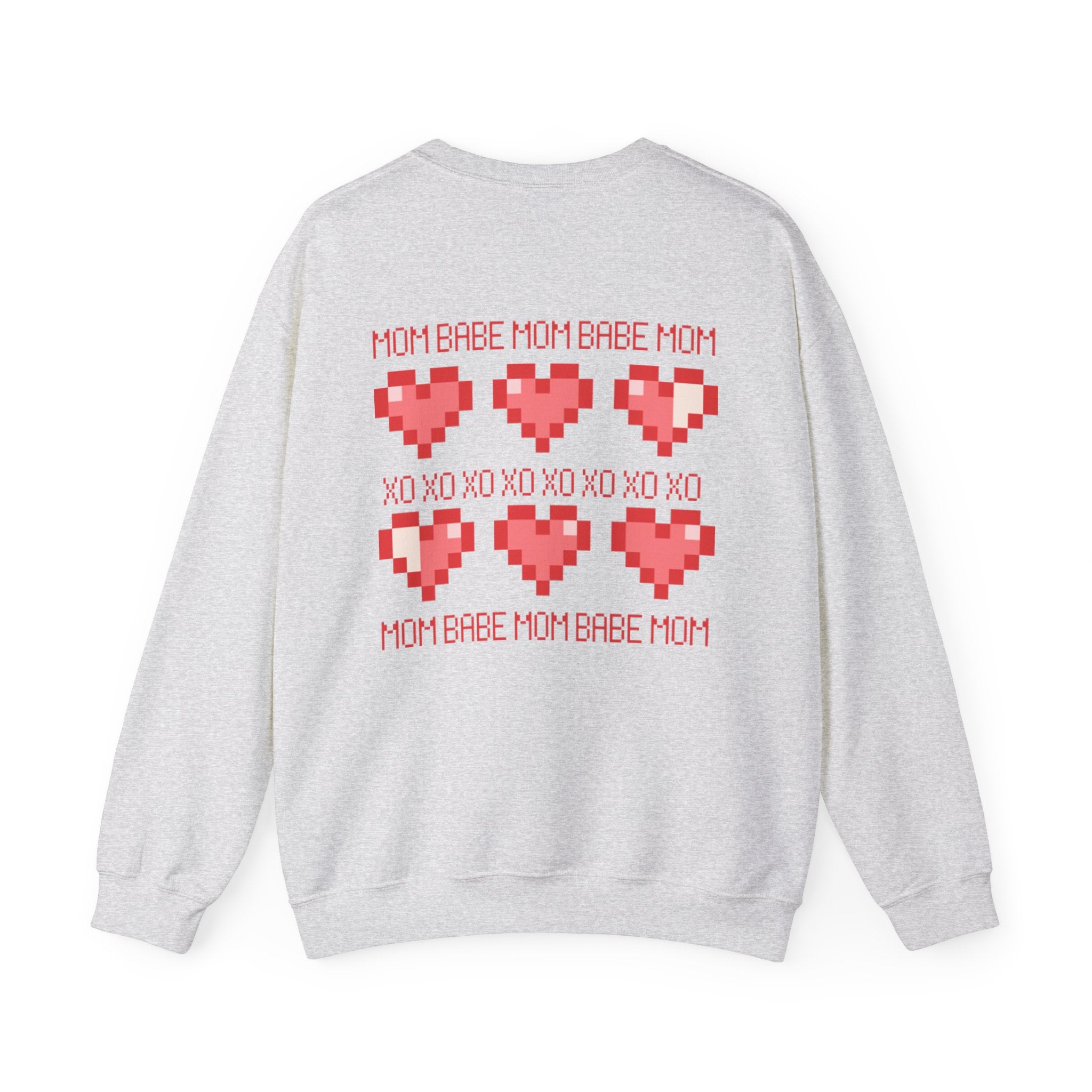 Mom Babe XOXO - Pixel Heart Graphic Sweatshirt