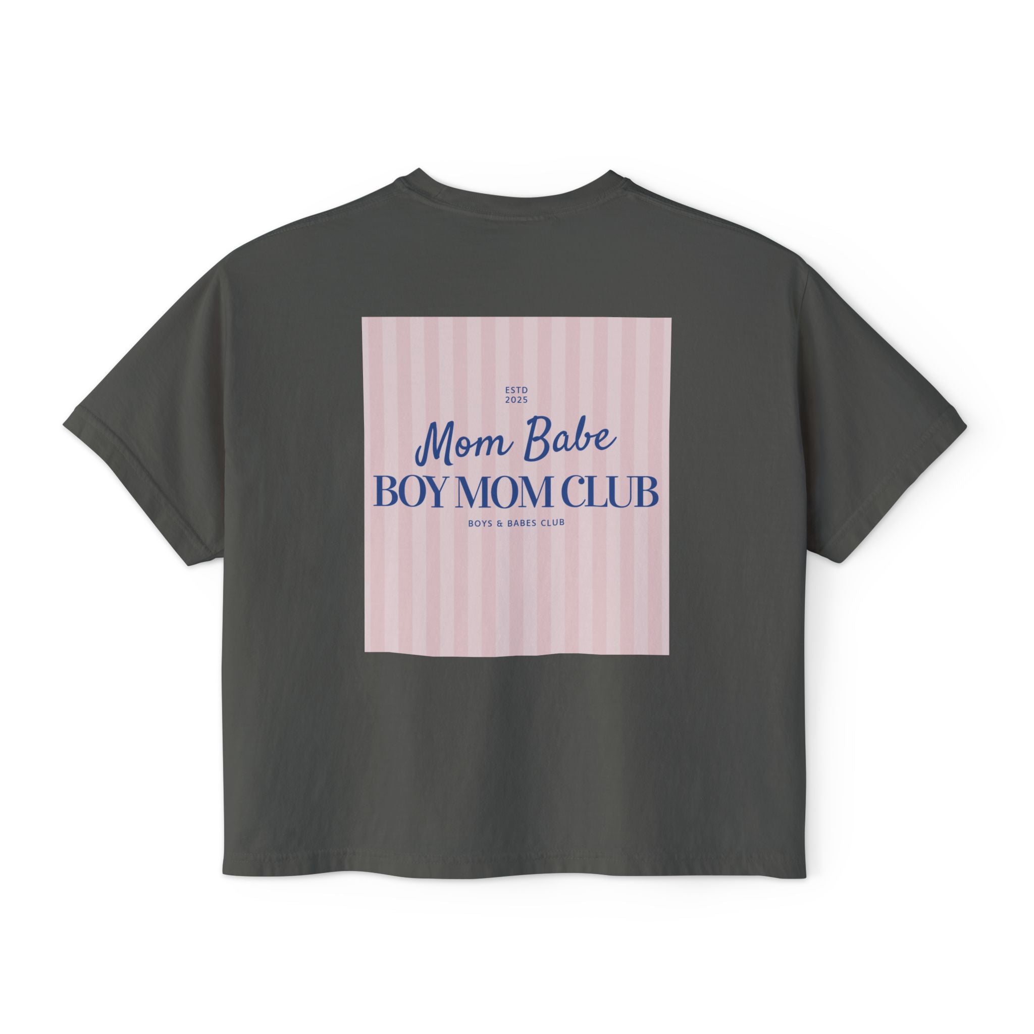 Mom Babe Boy Mom Club - Striped Graphic Tee
