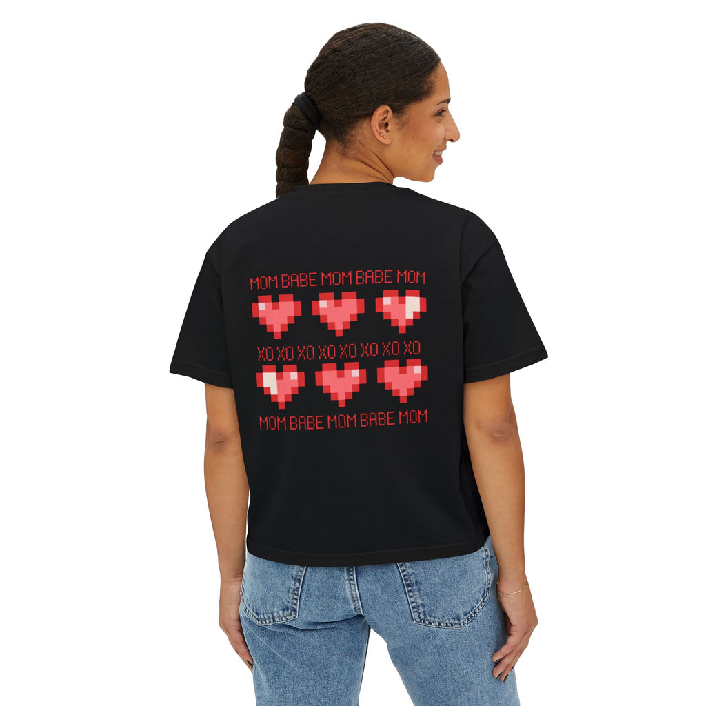 Mom Babe XOXO - Pixel Heart Graphic Tee