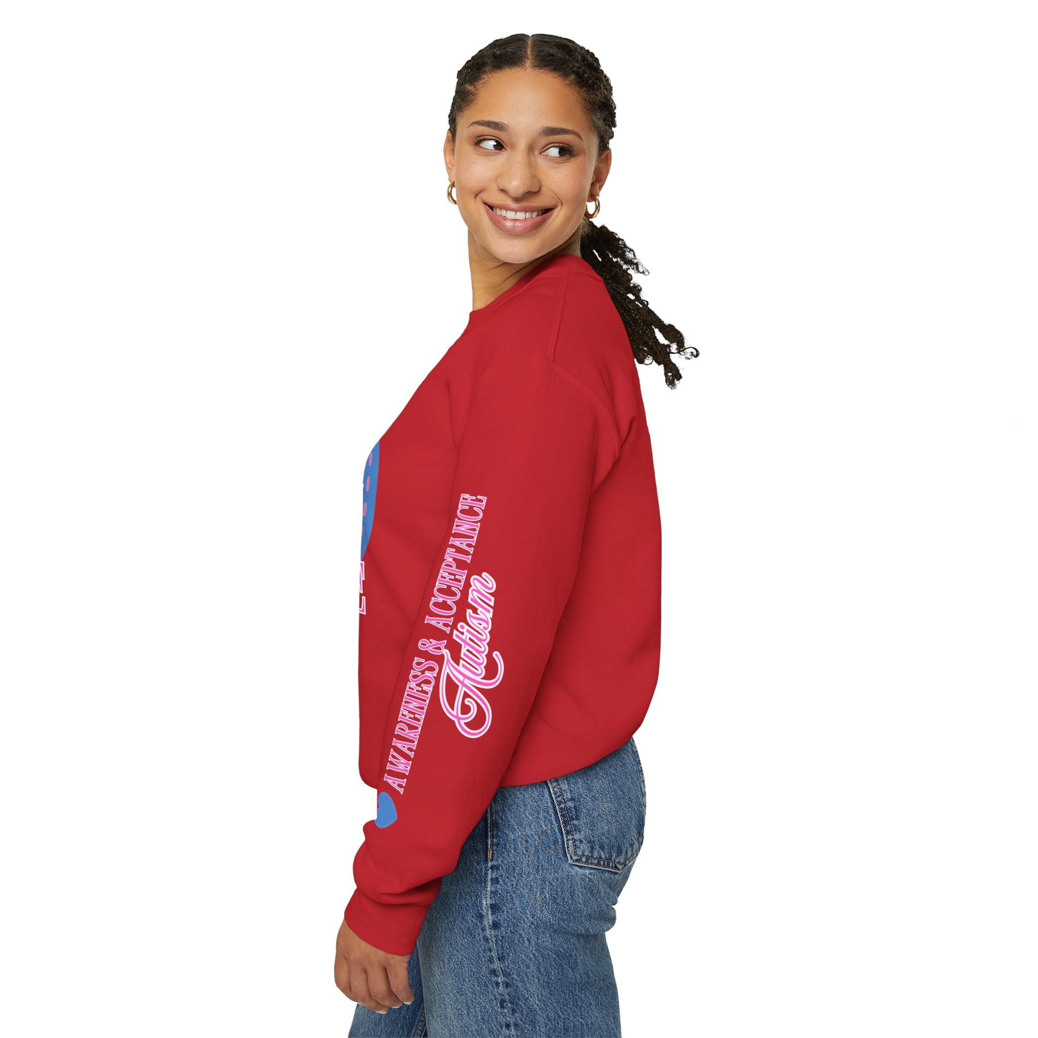 Autism Awareness and Acceptance — Stitched Heart Sweatshirt