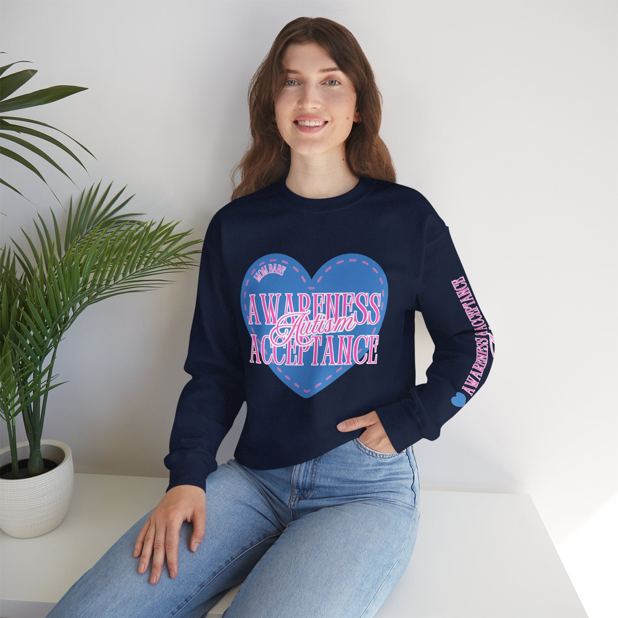 Autism Awareness and Acceptance — Stitched Heart Sweatshirt