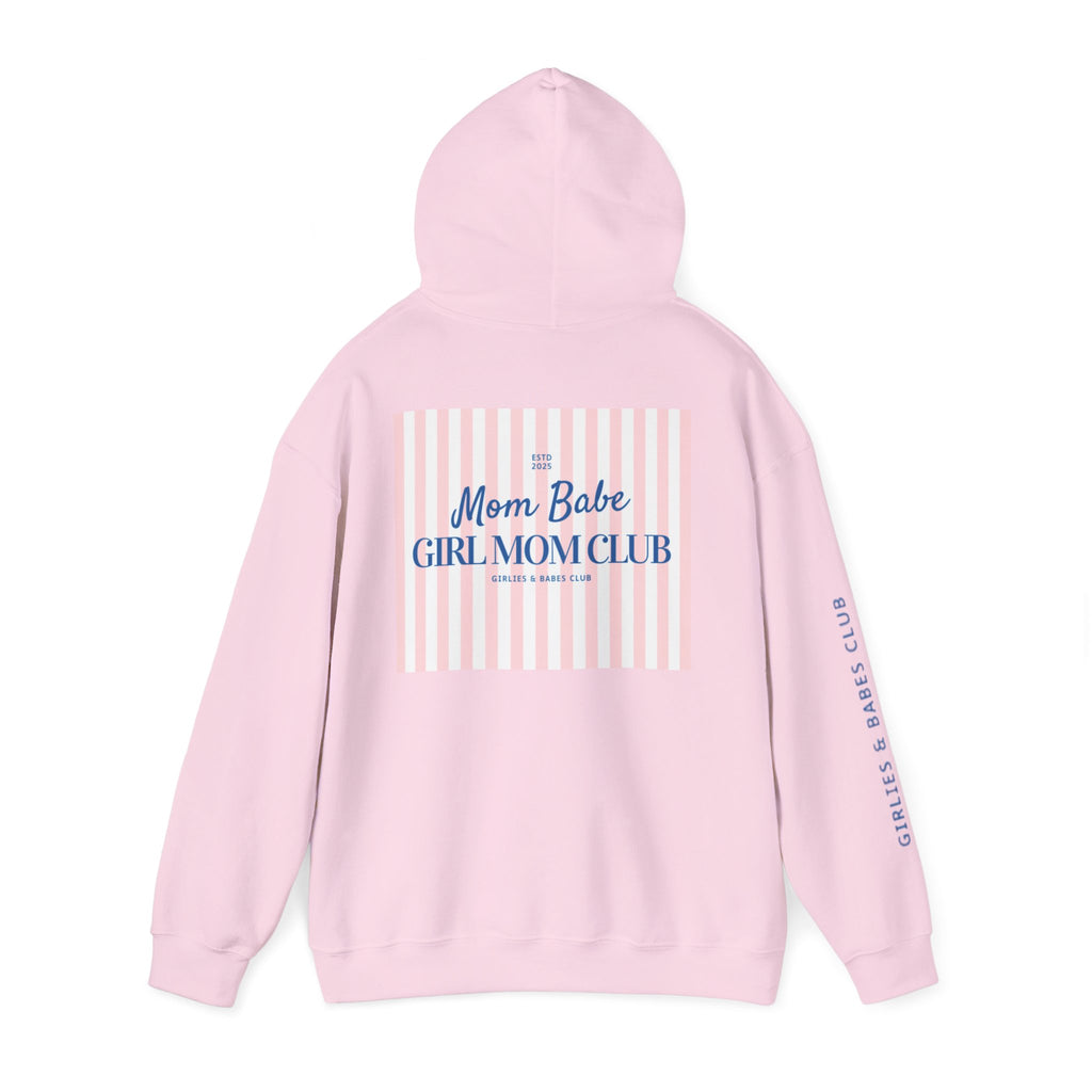 Mom Babe Girl Mom Club - Striped Graphic Hoodie