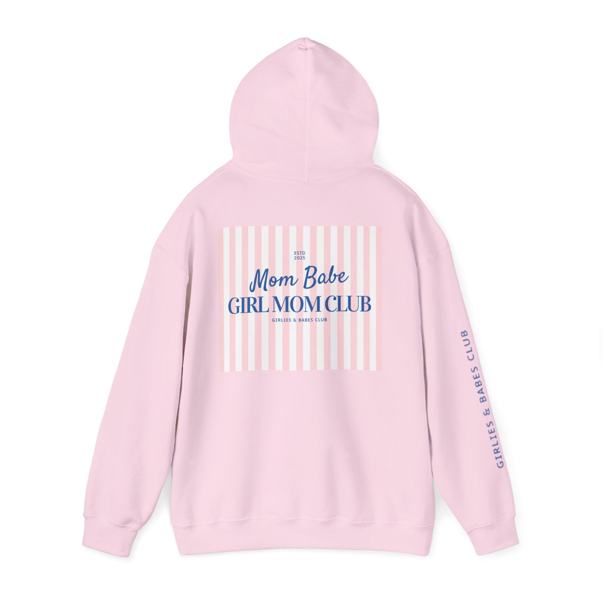 Mom Babe Girl Mom Club - Striped Graphic Hoodie