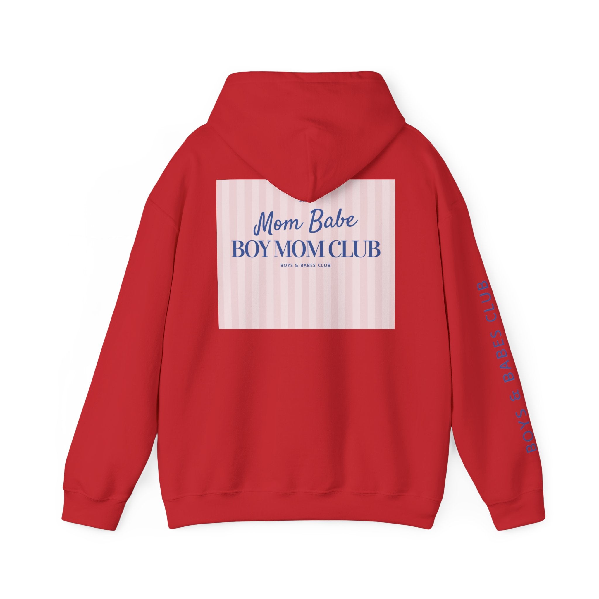 Mom Babe Boy Mom Club - Striped Graphic Hoodie