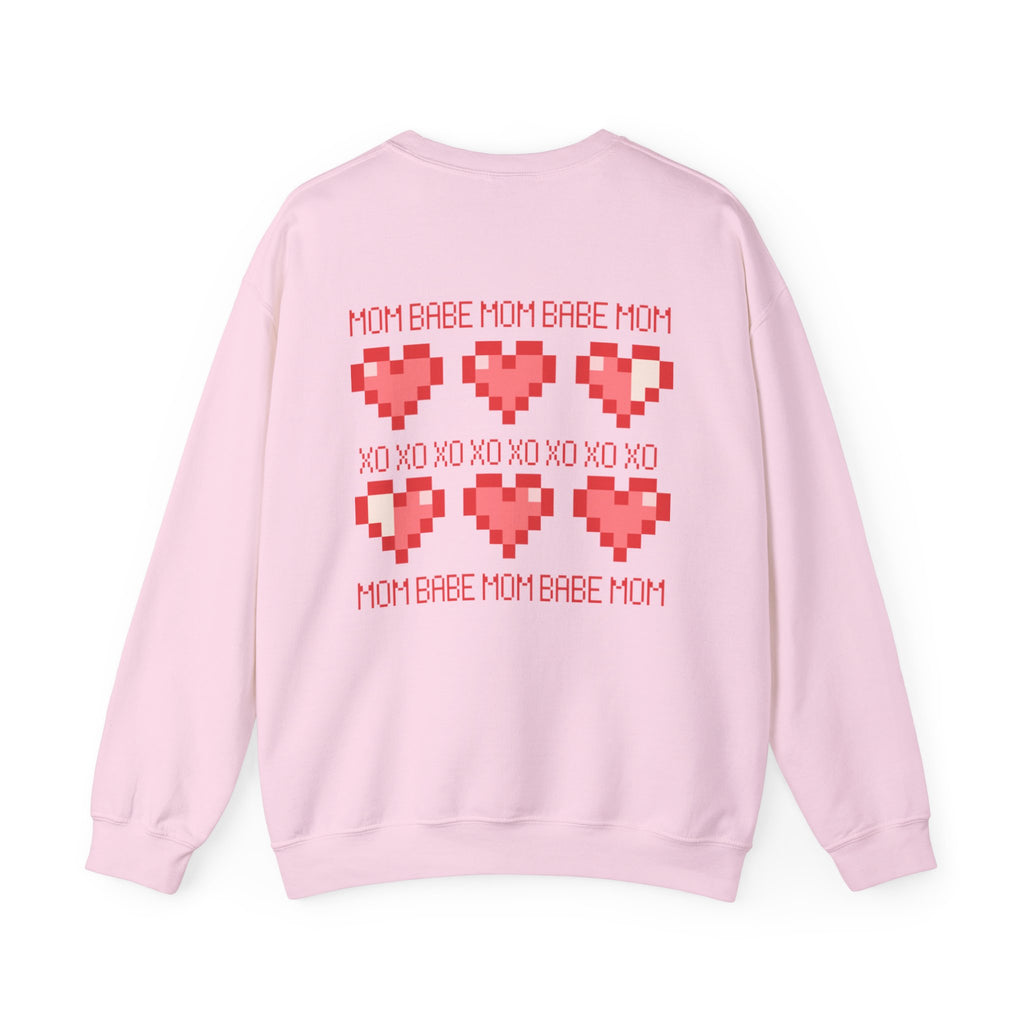 Mom Babe XOXO - Pixel Heart Graphic Sweatshirt