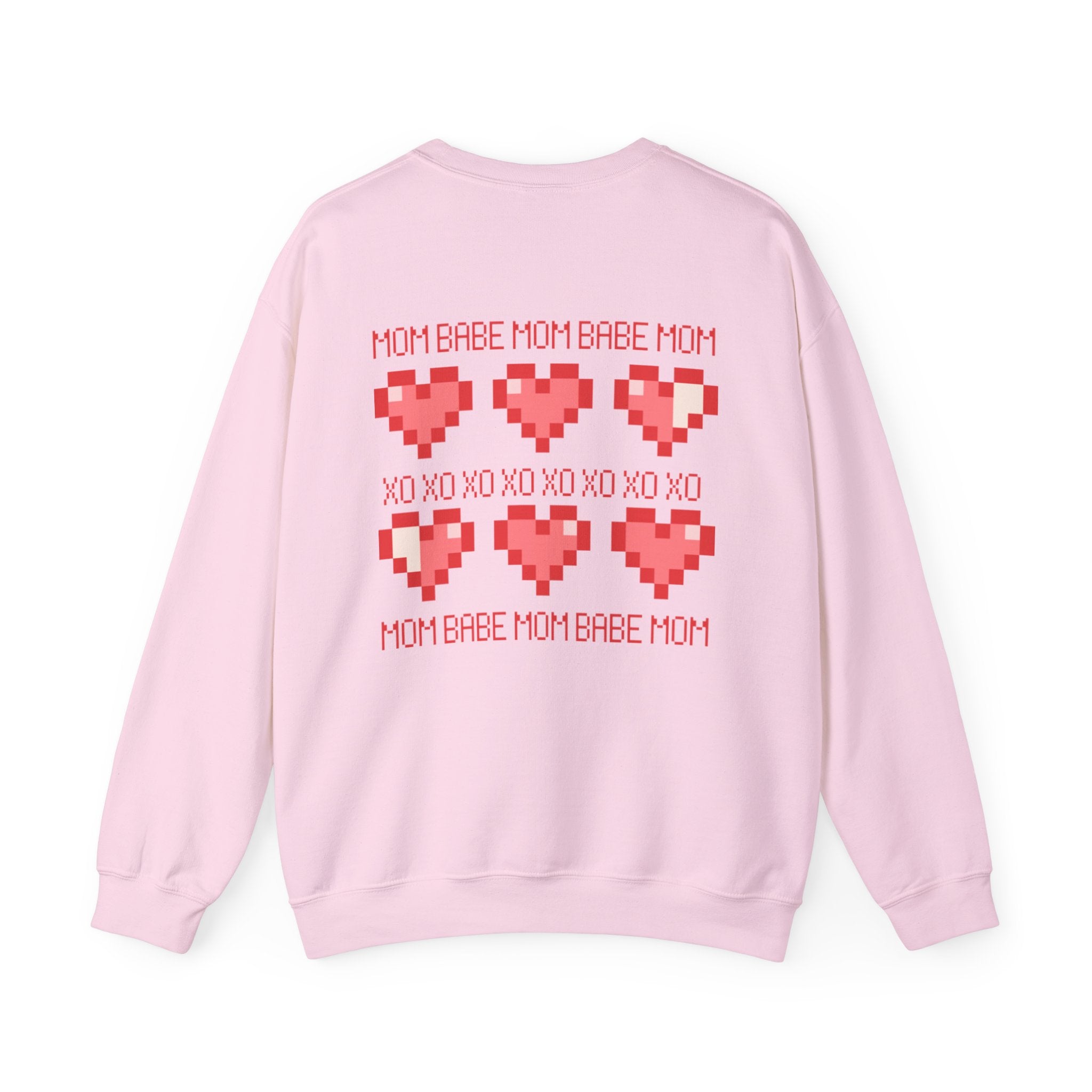 Mom Babe XOXO - Pixel Heart Graphic Sweatshirt