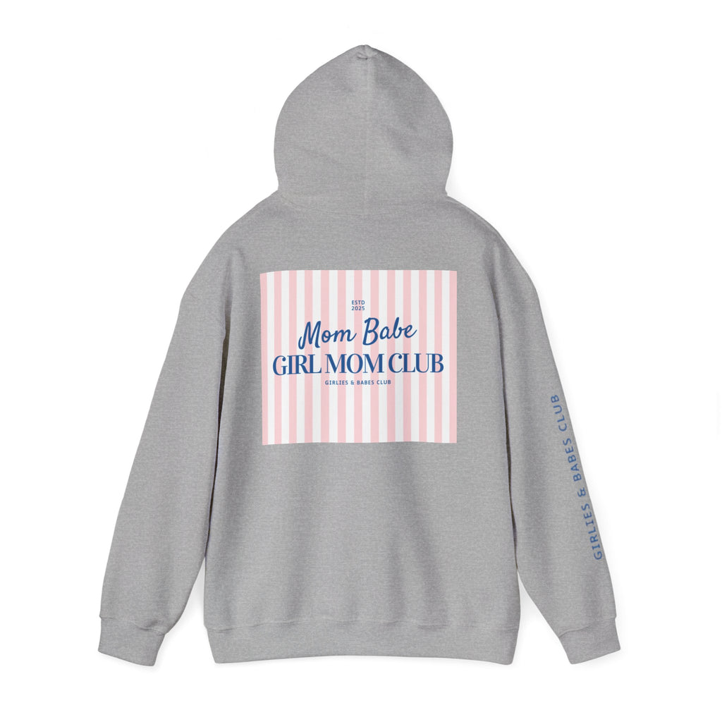 Mom Babe Girl Mom Club - Striped Graphic Hoodie