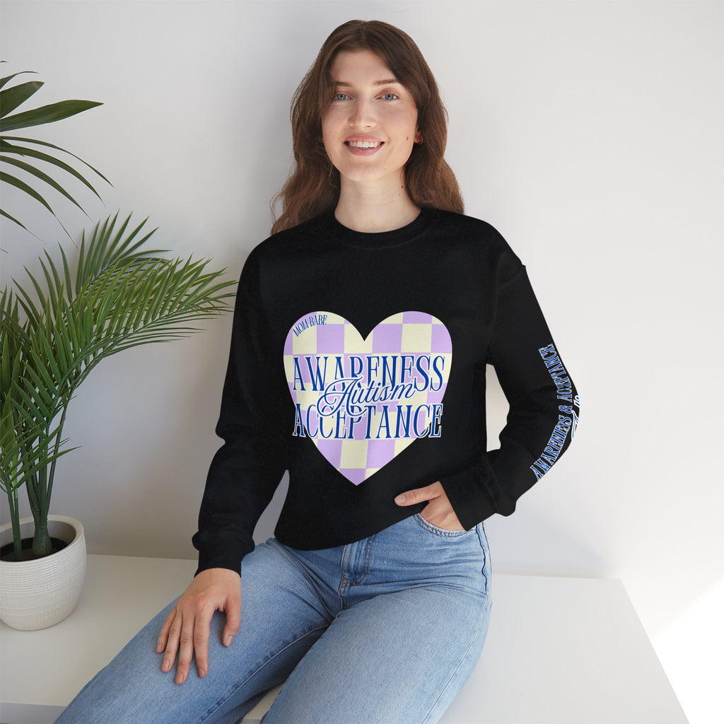 Autism Awareness and Acceptance — Checkered Heart Sweatshirt