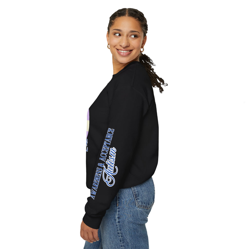 Autism Awareness and Acceptance — Checkered Heart Sweatshirt