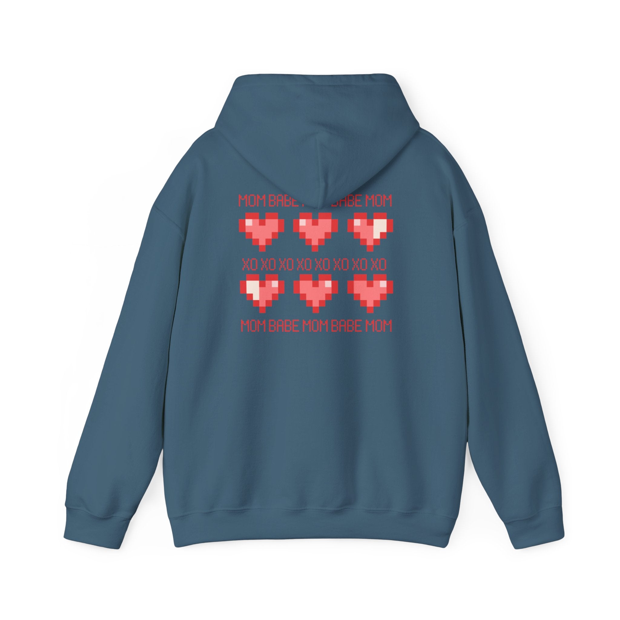Mom Babe XOXO - Pixel Heart Graphic Hoodie
